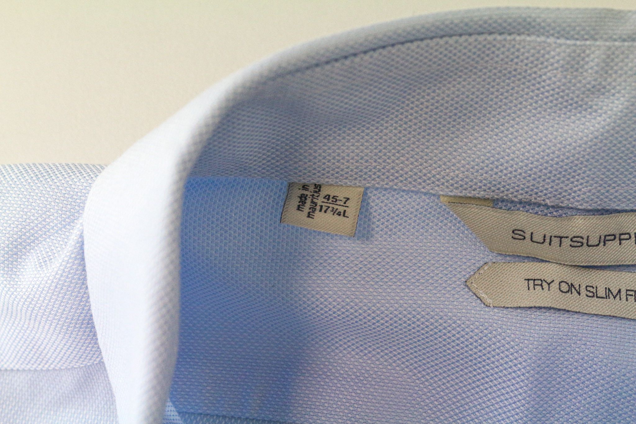 Suitsupply 45-7/17 3/4L Slim Blue Cotton Button-Up Shirt 79165 Size 44L - 5 Thumbnail