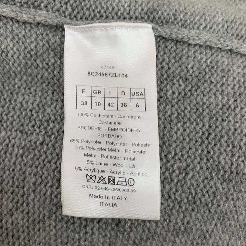 Dior Dior Gray five-pointed star bee embroidered cashmere round- Size XS / US 0-2 / IT 36-38 - 7 Thumbnail