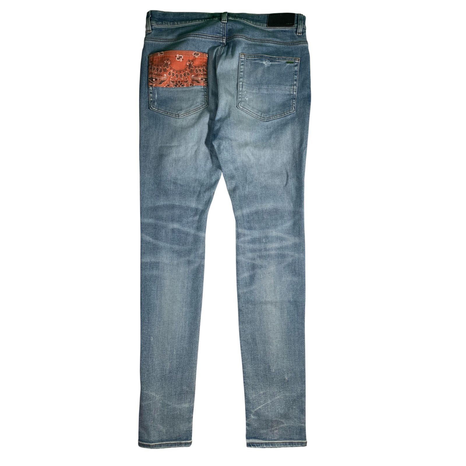 Amiri Amiri Paisley Thrasher Orange Patchwork Light Wash Jeans Size US 34 / EU 50 - 3 Thumbnail