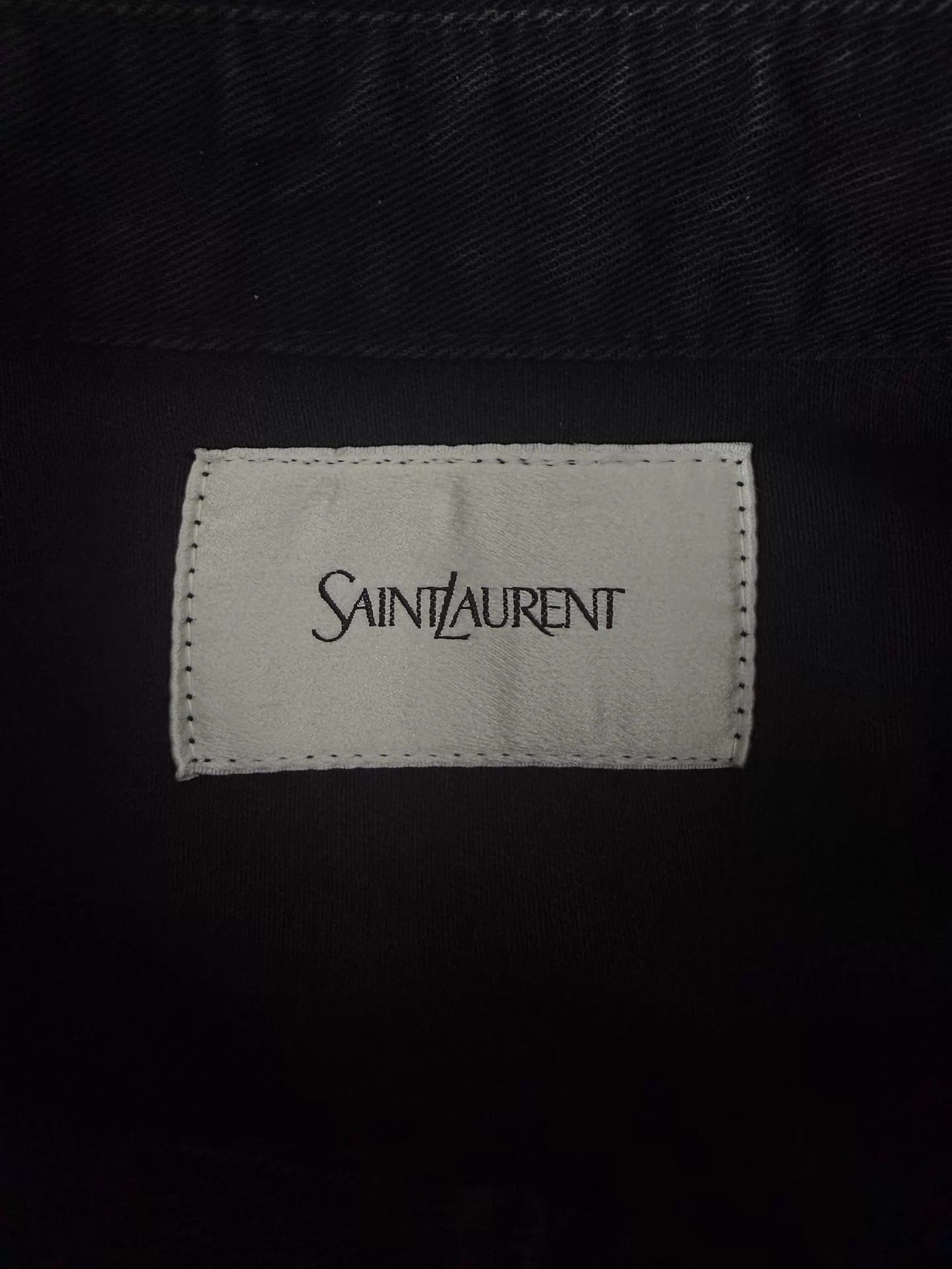 Saint Laurent Paris SLP24FW Embroidered YSL Logo Washed Black Denim Shirt XS Size US XS / EU 42 / 0 - 4 Thumbnail