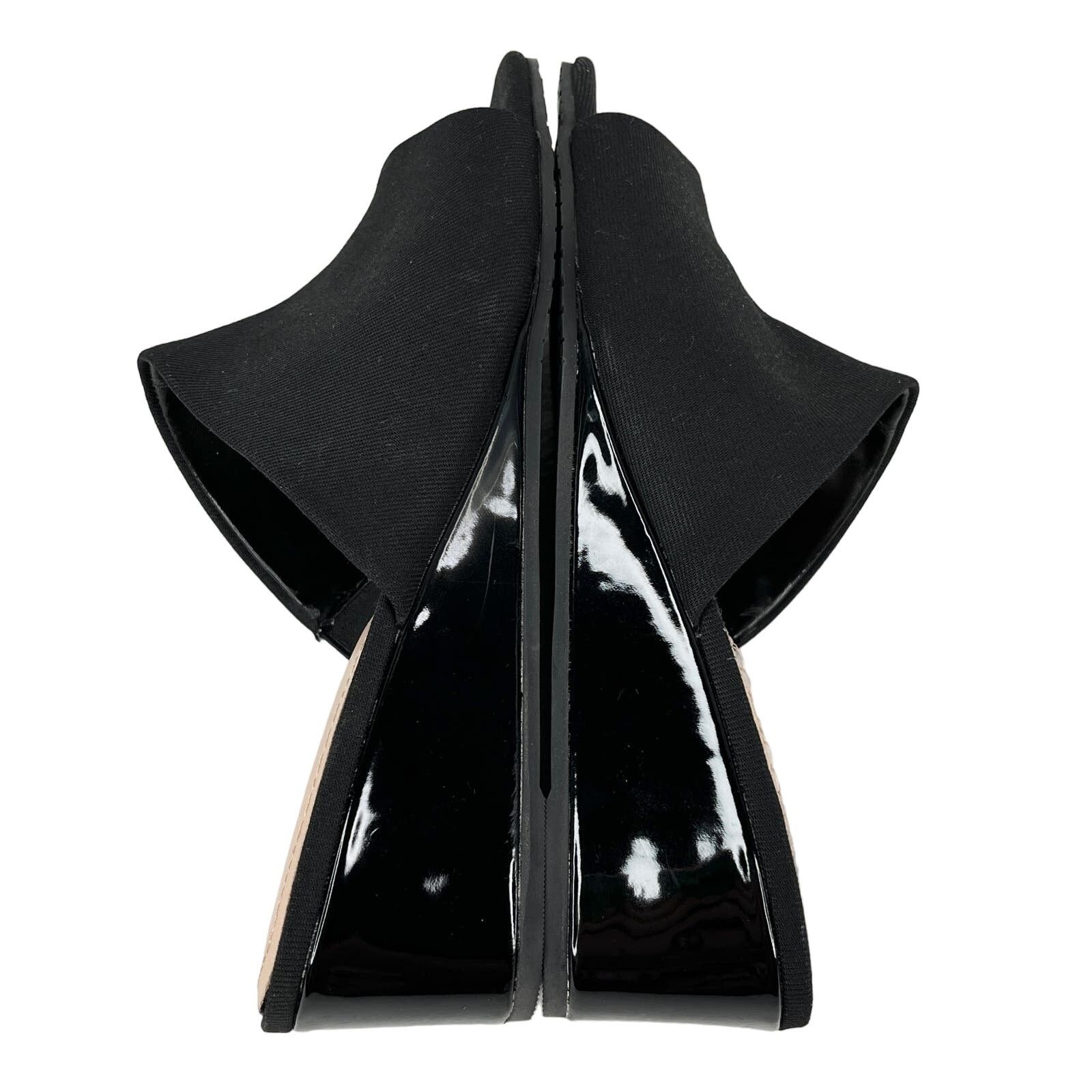 NYDJ NYDJ Claudine Wedge Mule Sandals Black 8 Patent Wedge New Size US 8 / IT 38 - 5 Thumbnail