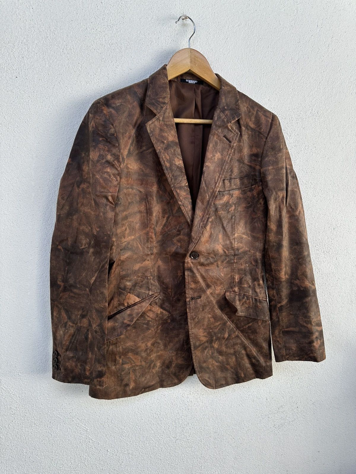 Japanese Brand × Tornado Mart Tornado Mart Brown Leather Grain Printed Blazer Size US M / EU 48-50 / 2 - 3 Thumbnail