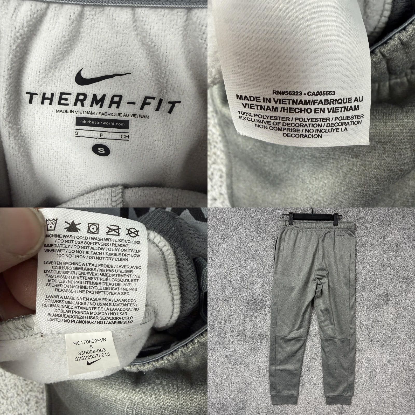 Nike Nike Therma-FIT Pants Mens Small Gray Fleece Joggers Athletic Gym Athleisure Size US 29 - 8 Thumbnail