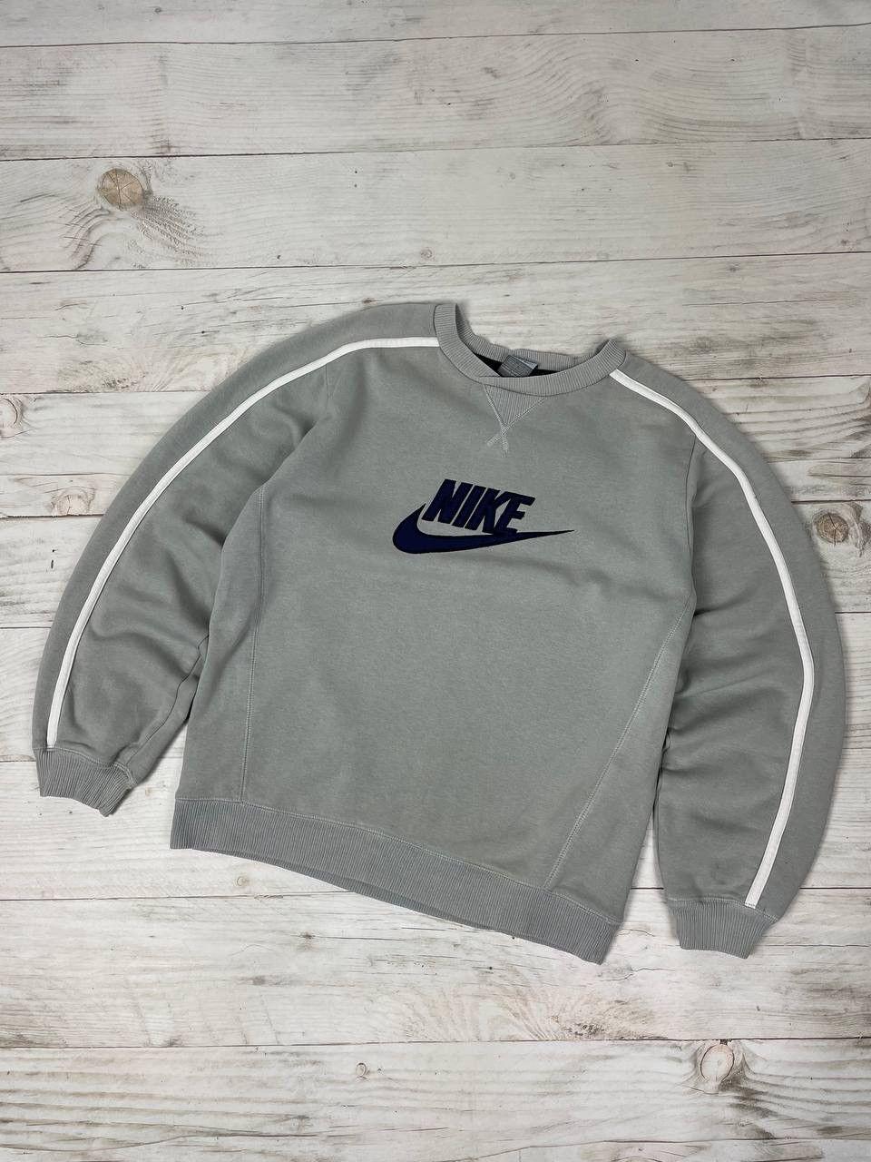 image of Nike Big Logo Sweatshirt 90's Grey Swoosh, Men's (Size Small)