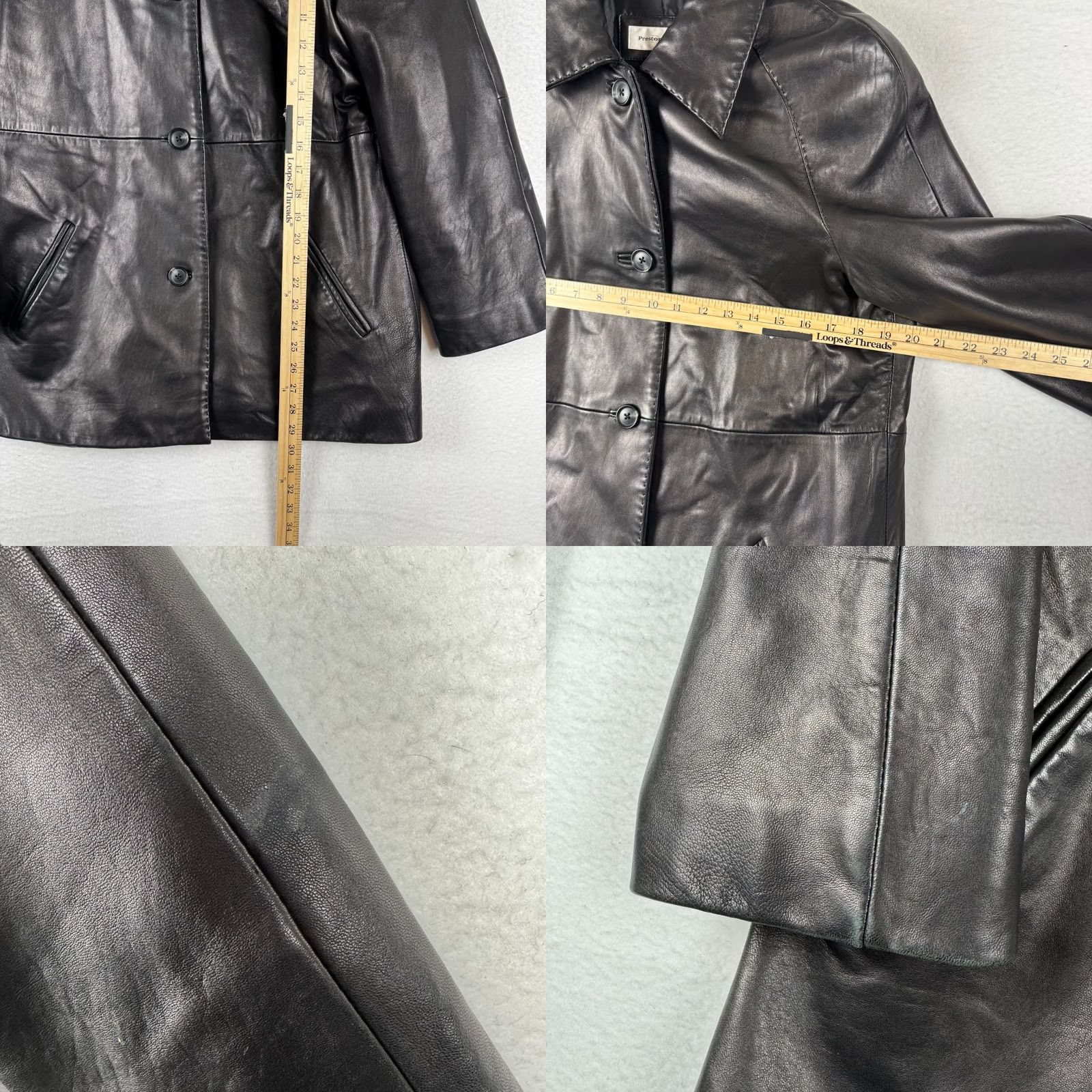 Preston & York VINTAGE Preston & York Women’s Coat Leather Over Black Medium Overcoat Wool? No, Leather. Size M / US 6-8 / IT 42-44 - 8 Thumbnail
