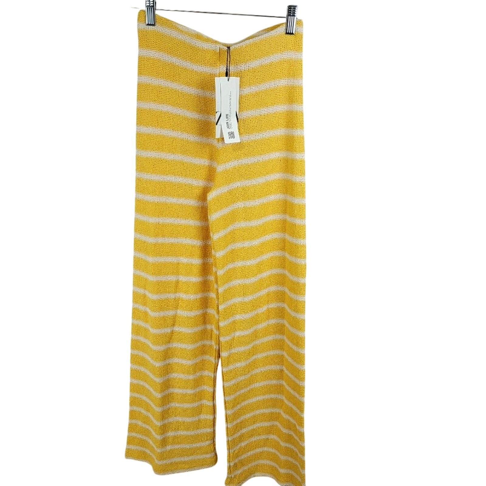 Zara Zara Yellow Stripe Knit Wide Leg Pants Size Small Grailed