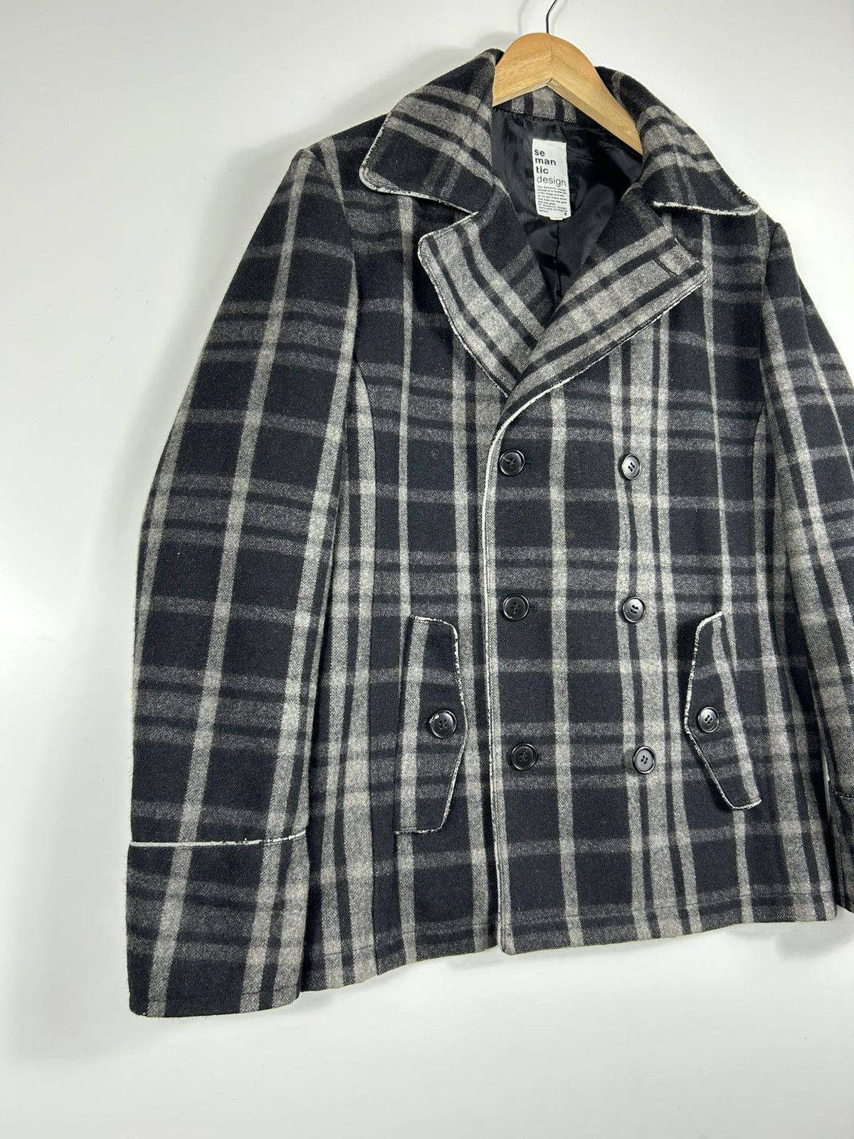 Japanese Brand 🔥Semantic Design Wool Double Breast Peacoat Size US L / EU 52-54 / 3 - 2 Thumbnail