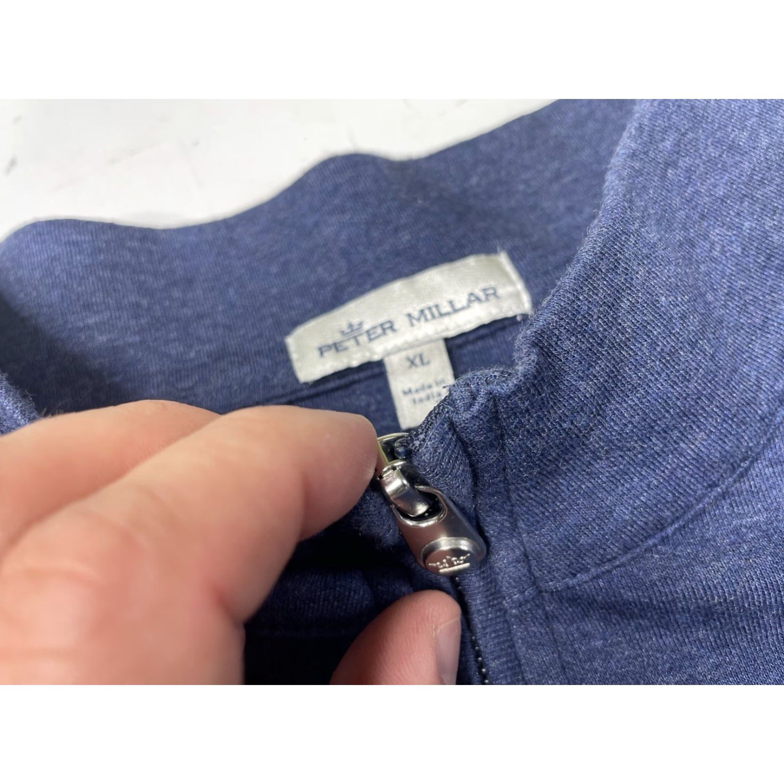 Peter Millar Peter Millar 1/4 Zip Golf Sweater Pullover Mock Neck Long Sleeve XL Men Blue Cotton Blend Embroidered Classic Golf Style Pullover Size US XL / EU 56 / 4 - 3 Thumbnail