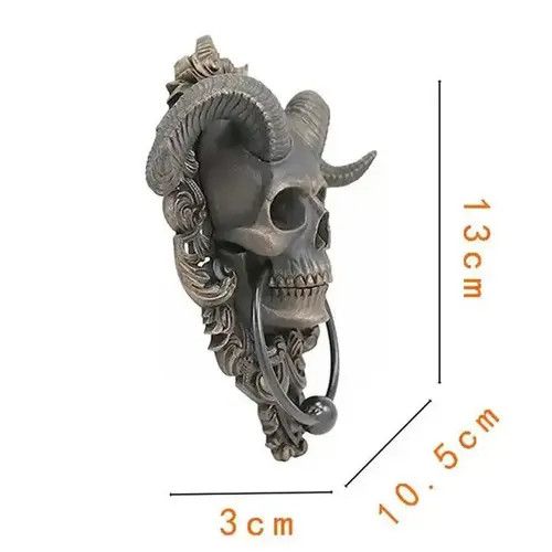 VIBE Horned Skull Statue Hanging Doorknocker Size ONE SIZE - 4 Thumbnail