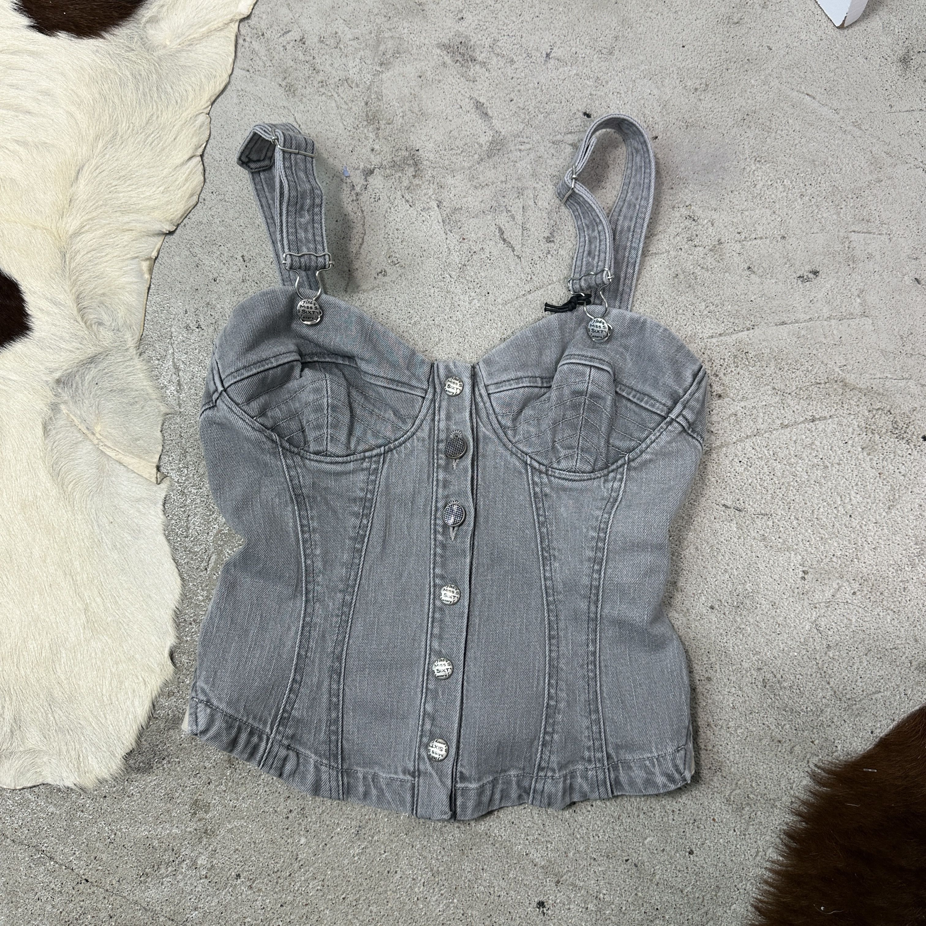 Vintage Vintage Avant Garde Denim Miss Sixty Jeans Corset / Top Y2K Size S / US 4 / IT 40 - 2 Thumbnail