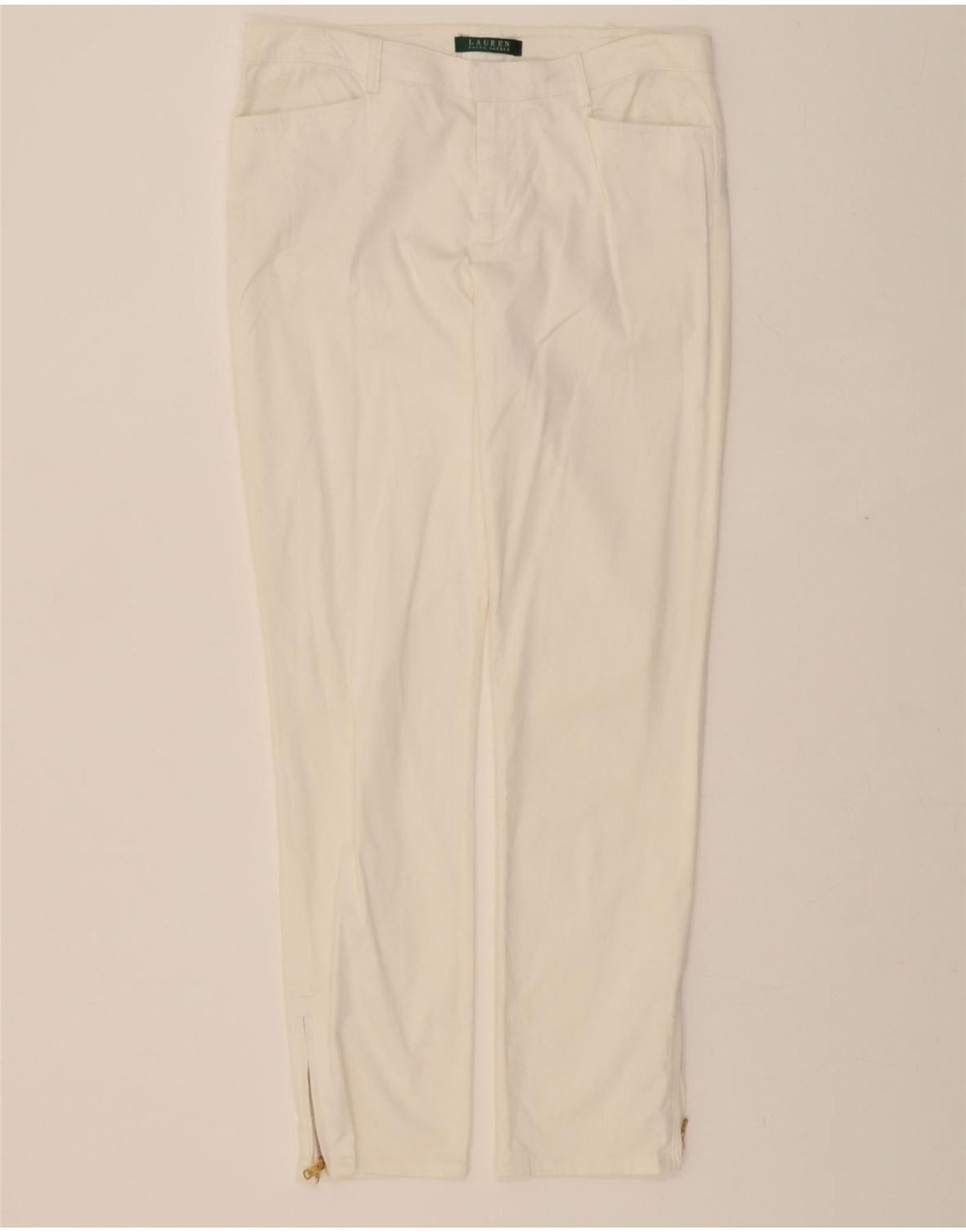 Ralph Lauren Womens Slim Casual Trousers US 6 Medium W32 L30 White Cotton Size 26" / US 2 / IT 38 - 1 Thumbnail