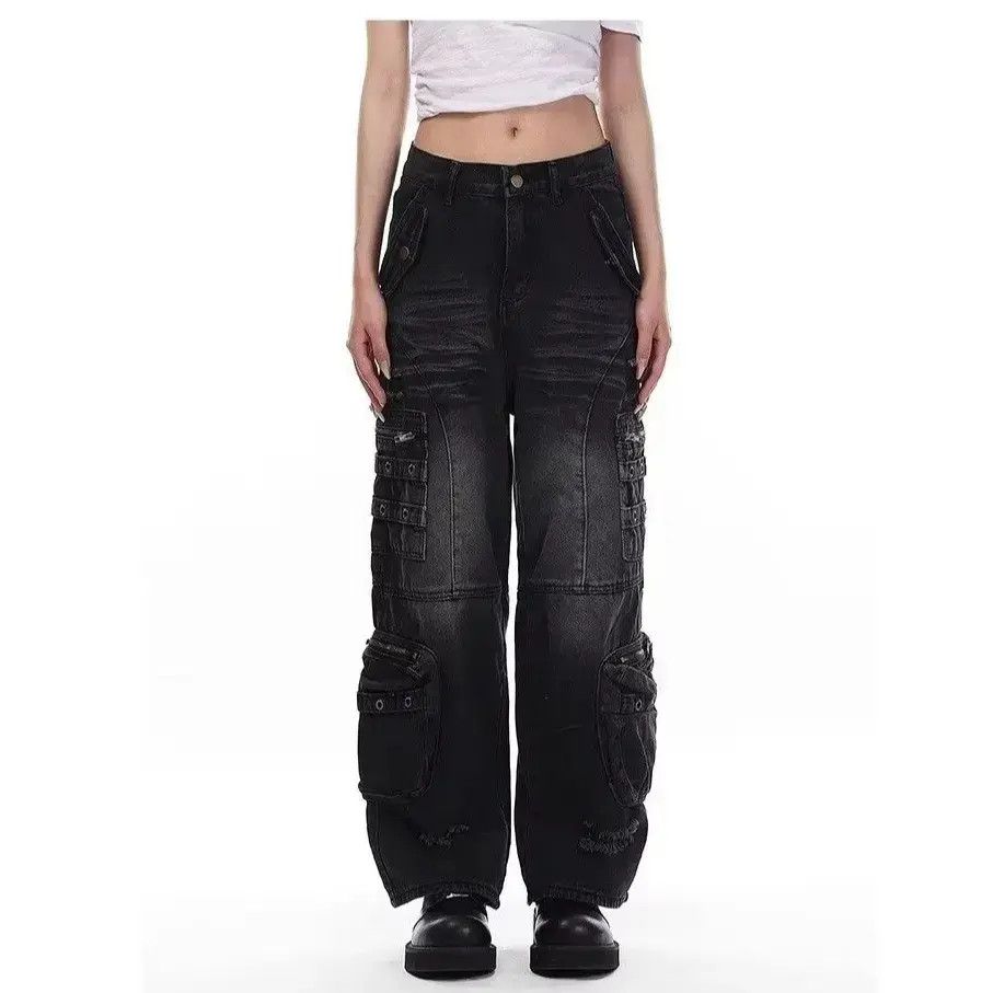 Japanese Brand Loose straight leg multi pocket zipper jeans Size US 32 / EU 48 - 4 Thumbnail