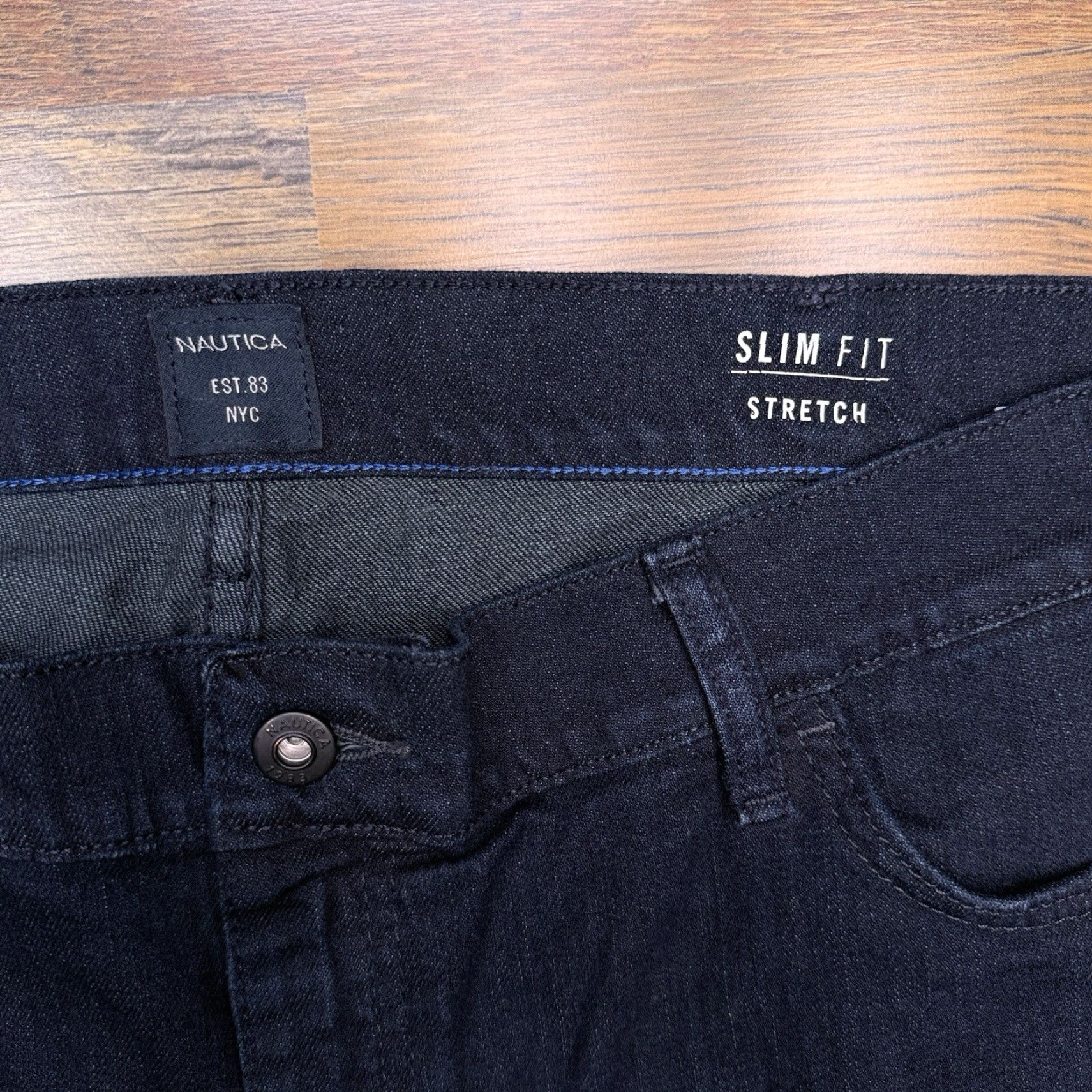 Nautica Nautica Jeans Mens 40x30 Dark Wash Mid Rise Stretch Denim City Regular Straight 5-Pocket Blue Size US 40 / EU 56 - 5 Thumbnail