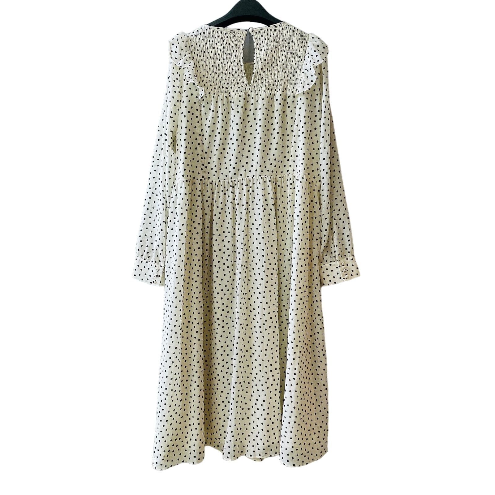 Madewell Madewell Smocked Ruffle Shoulder Dotted Dress Size Med NWT Size M / US 6-8 / IT 42-44 - 3 Thumbnail