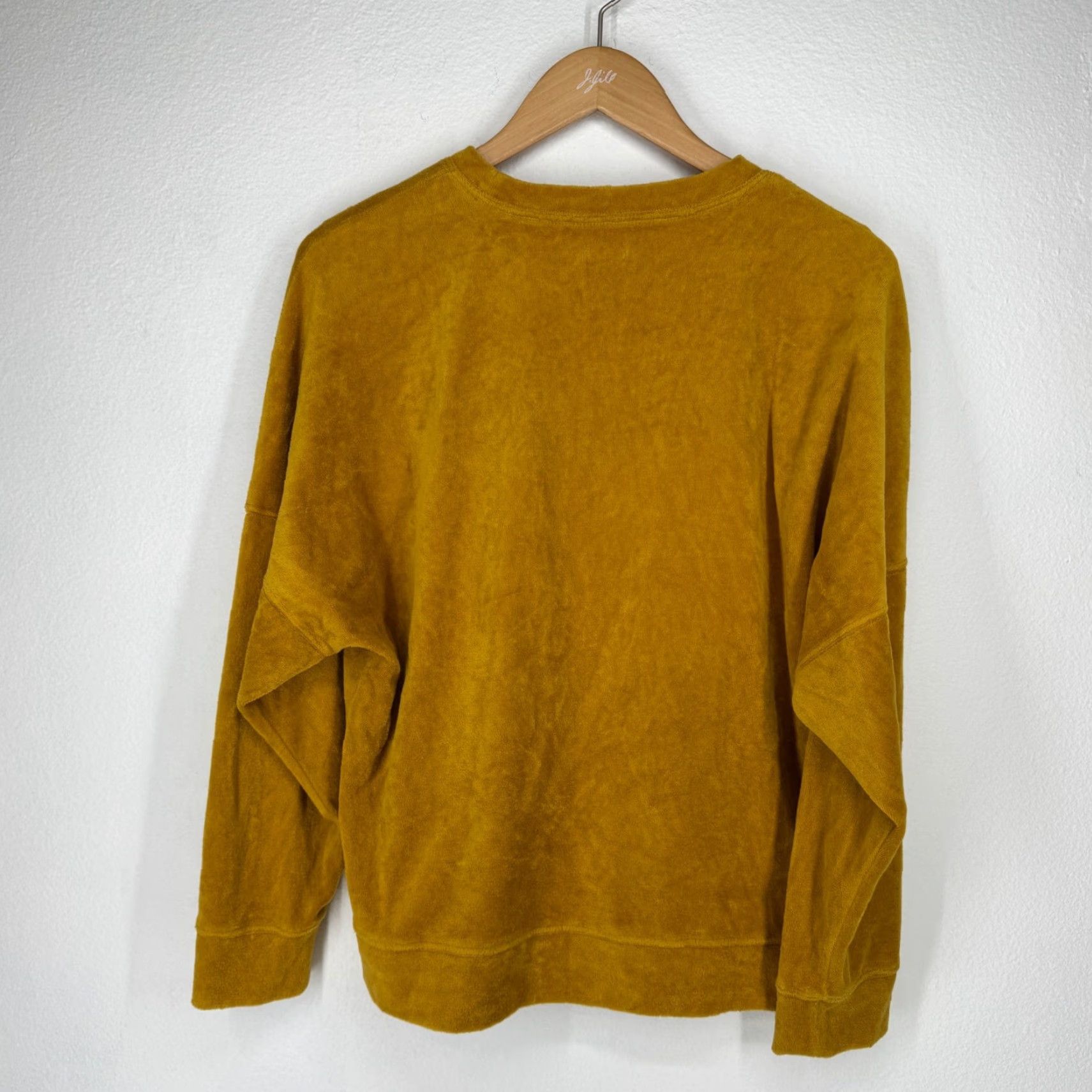 Vintage Aerie Velour Crewneck Sweatshirt Mustard Yellow Long Sleeve Casual Small Womens Pullover Knit Relaxed Size S / US 4 / IT 40 - 6 Thumbnail