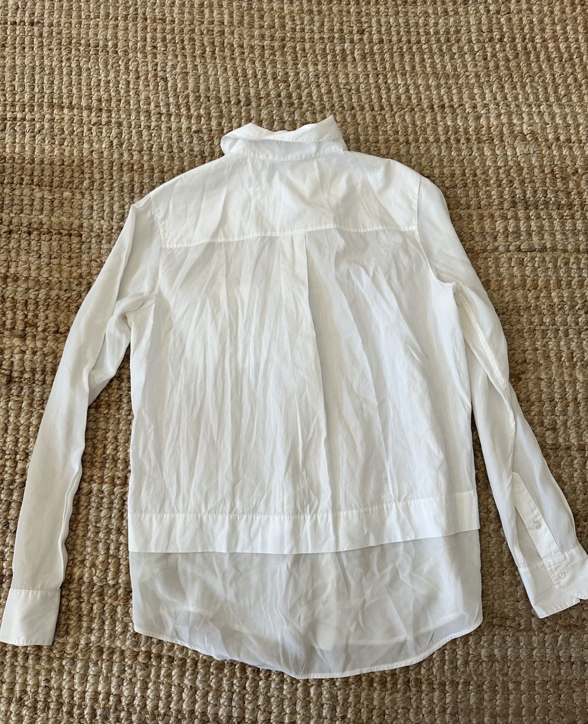 Vince VINCE WHITE BLOUSE WITH SHEER SLEEVE AND BOTTOM LAYER SZ 10 Size L / US 10 / IT 46 - 2 Thumbnail