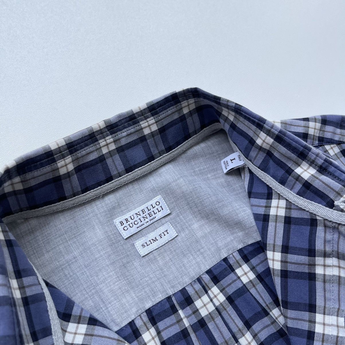 Brunello Cucinelli Brunello Cucinelli Slim Fit Cotton Checked Button Ups Shirt Size US S / EU 44-46 / 1 - 10 Thumbnail