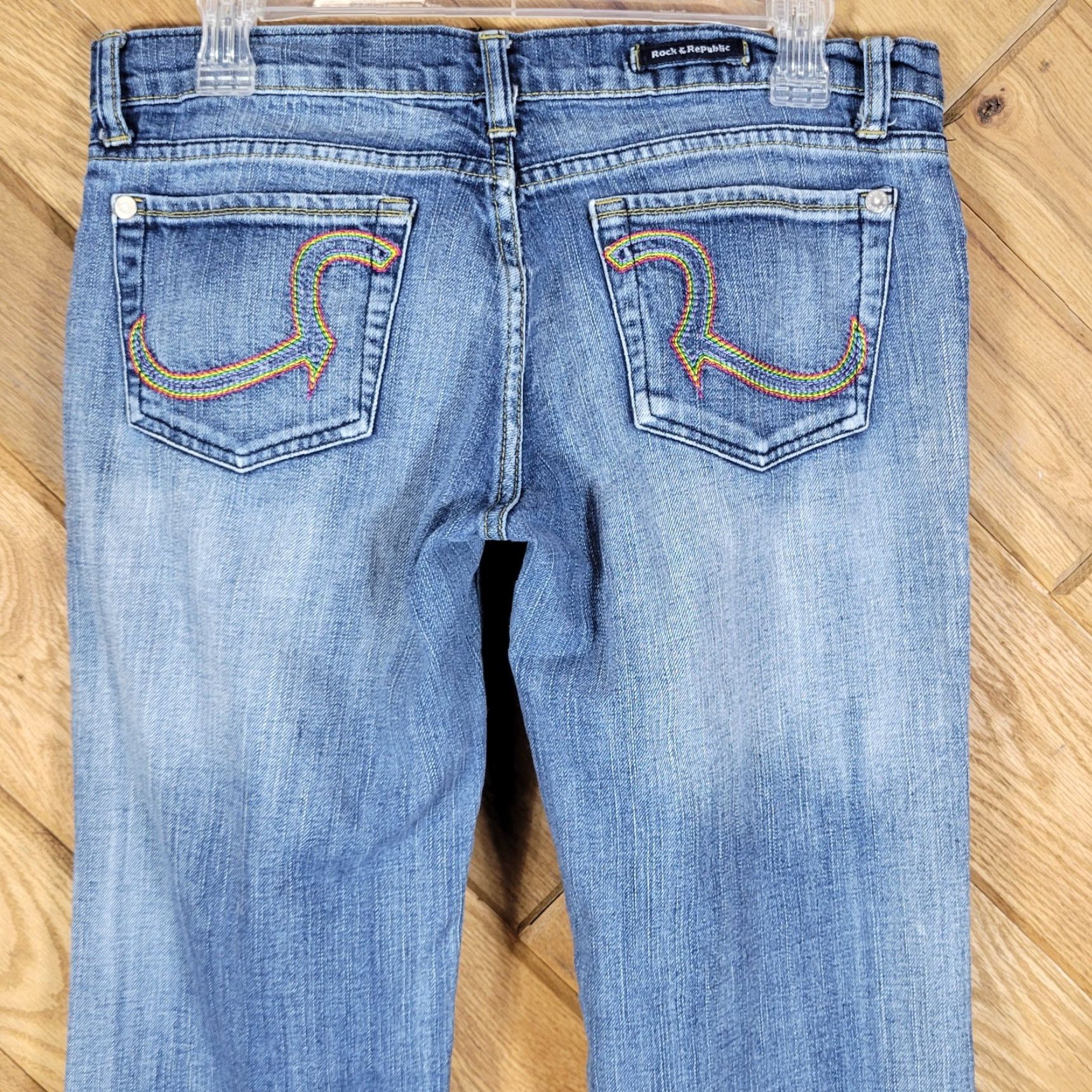 Vintage Rock & Republic Jeans Boots 5-Pocket Denim Blue Size 29 Womens Low Rise 7.5" Rise 31" Inseam Regular Size 29" - 5 Thumbnail