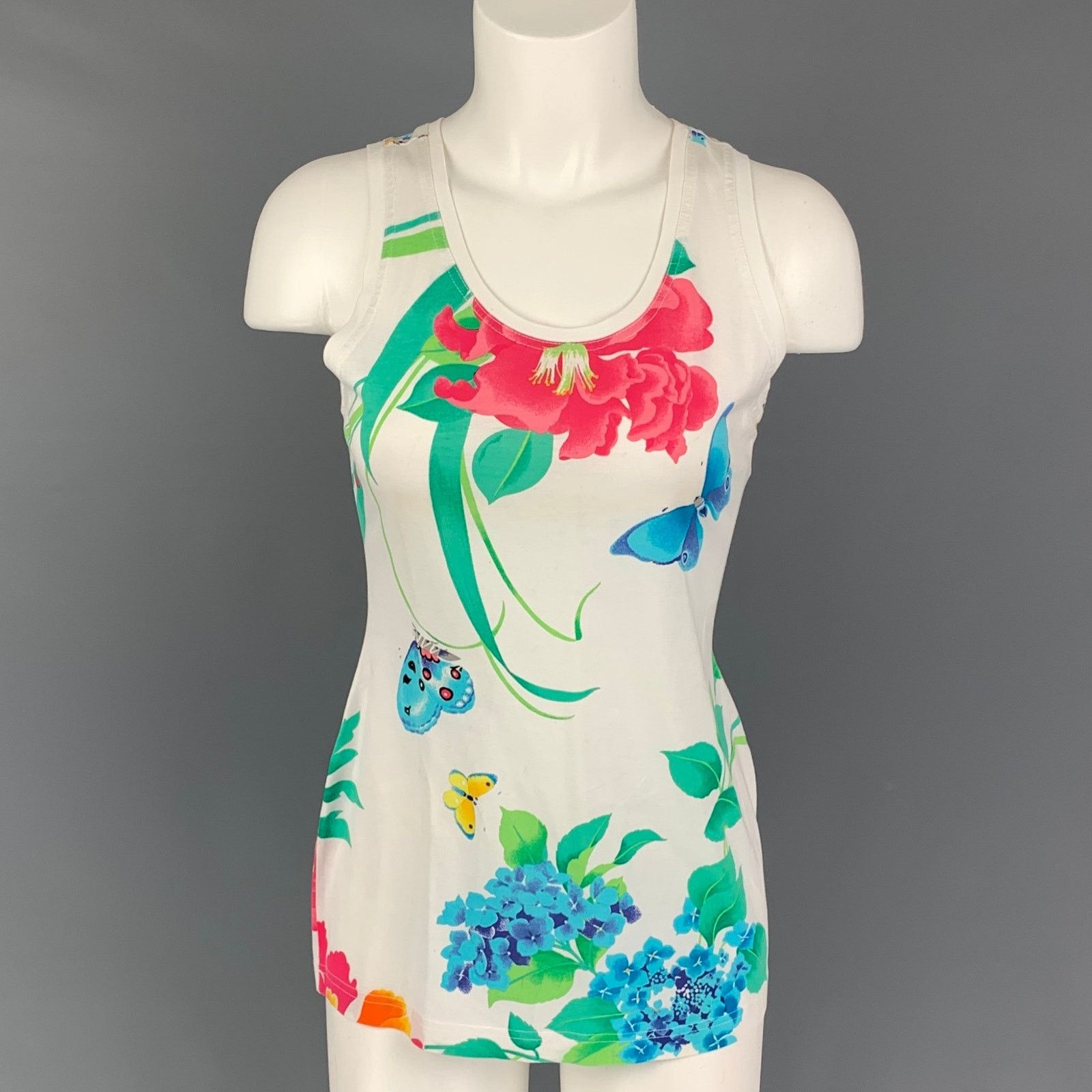 Other LEONARD Size M White Multi-Color Floral Tank Casual Top Size M / US 6-8 / IT 42-44 - 1 Thumbnail