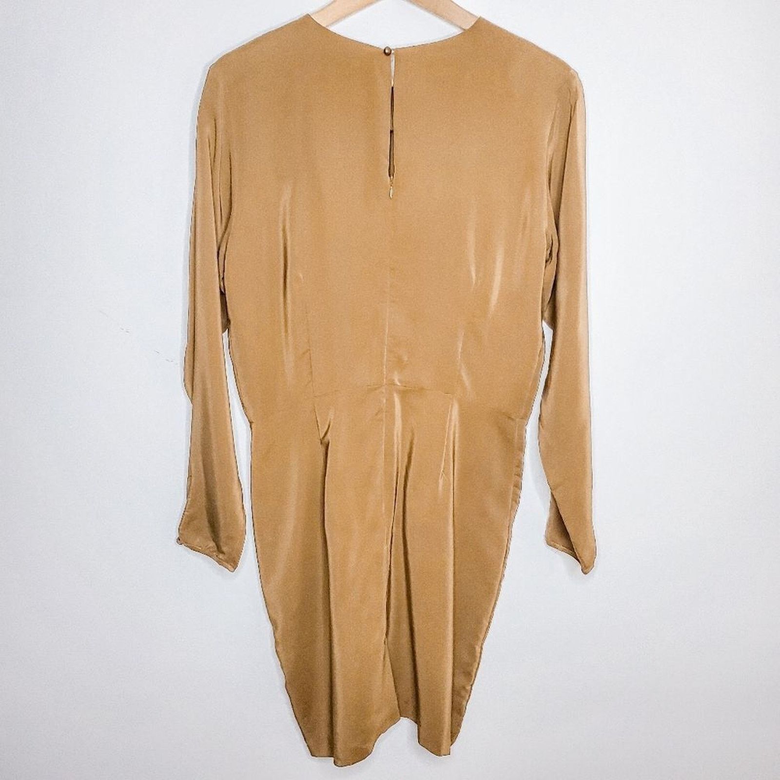 Amanda Uprichard Amanda Uprichard Brown Pleated Illusion Silk Dress Size L Size L / US 10 / IT 46 - 4 Thumbnail