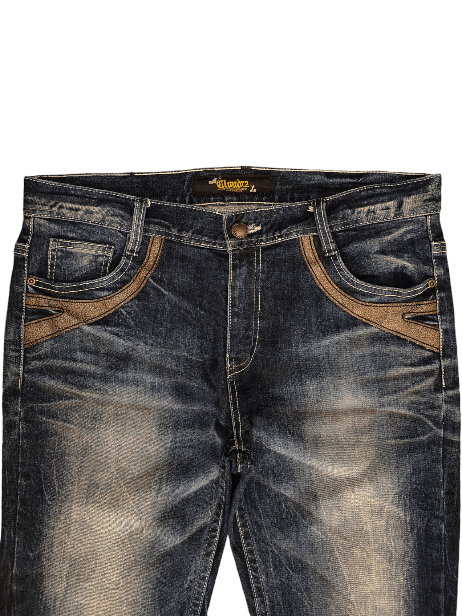 Artful Dodger Vintage Y2k Cloud 72 Embroidered Pocket Clawmark Faded Jeans Size US 36 / EU 52 - 8 Thumbnail