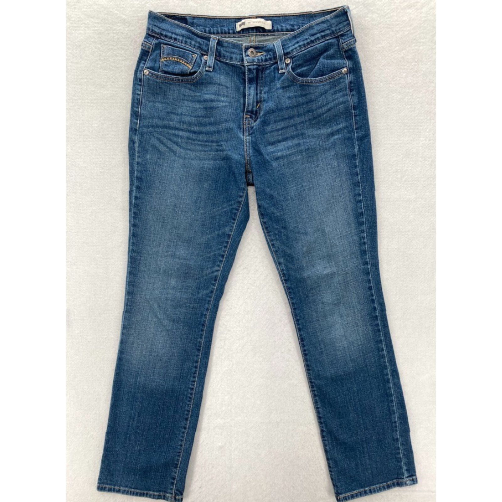 Levi's Levi's 505 Jeans Women's 6 Medium Wash Blue Stretch Denim Straight Leg Mid Rise Regular Size 28in Inseam 28in Size 28" / US 6 / IT 42 - 2 Thumbnail