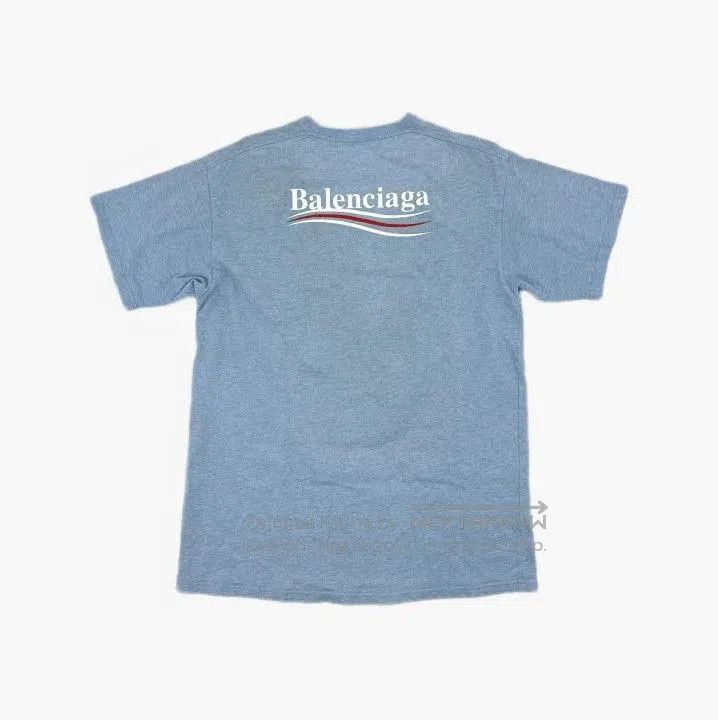 Balenciaga Blue Logo Short Sleeve T.