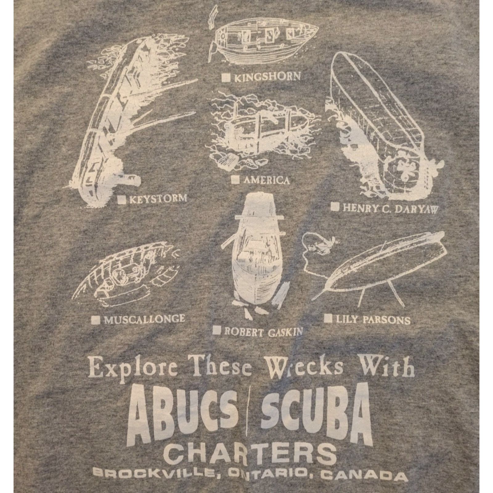Gildan ABUCS Scuba Diving Charters Brockville Ontario Shipwrecks T Shirt Large Size US L / EU 52-54 / 3 - 2 Thumbnail