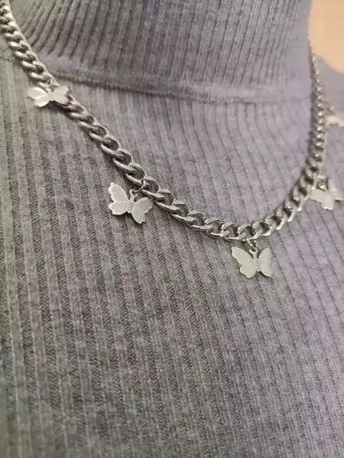 Jewelry Butterfly Punk Necklace Chain Choker Size ONE SIZE - 4 Thumbnail