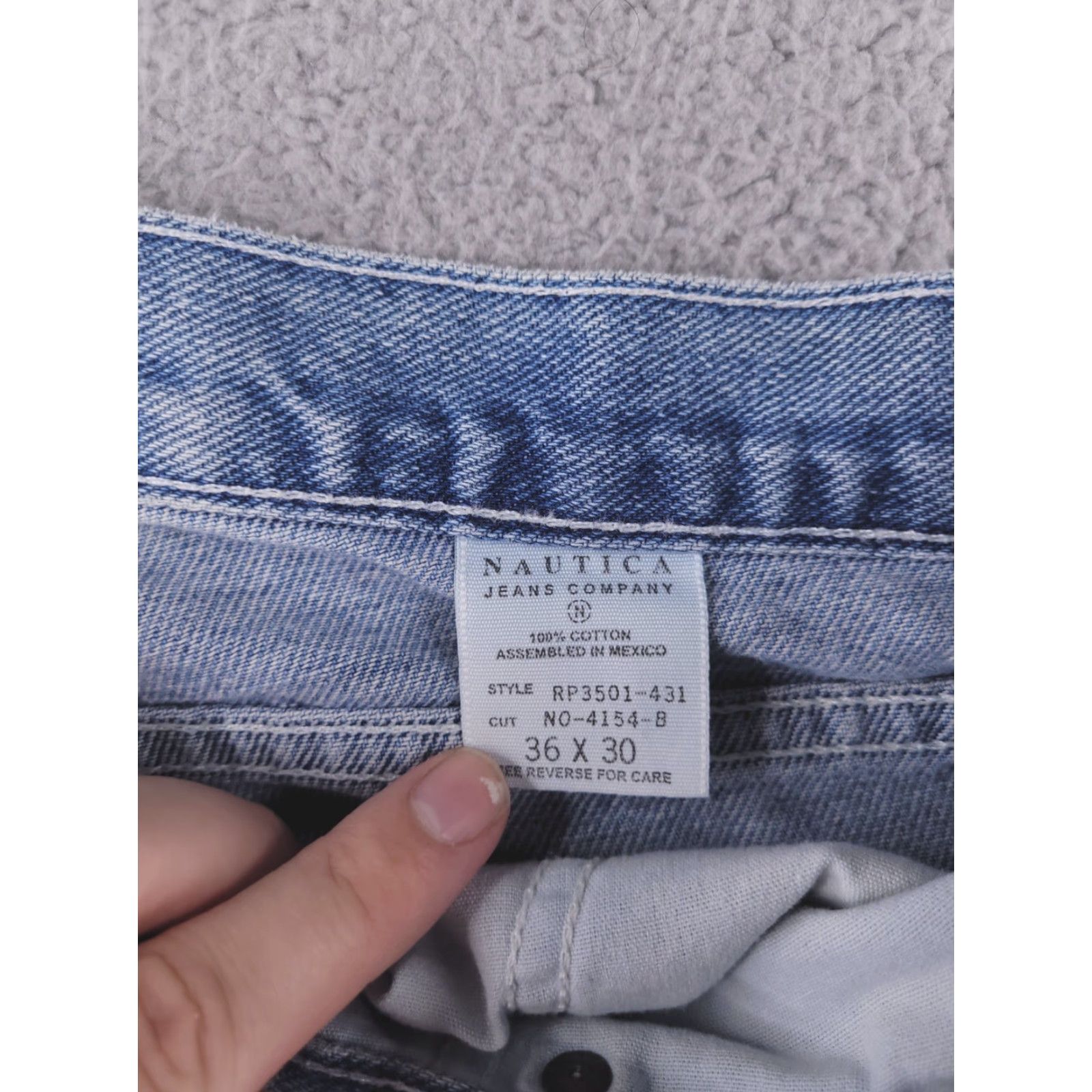 Nautica VINTAGE Nautica Jeans Mens 36x29 Blue Distressed Wide-Leg Work Size US 36 / EU 52 - 7 Thumbnail