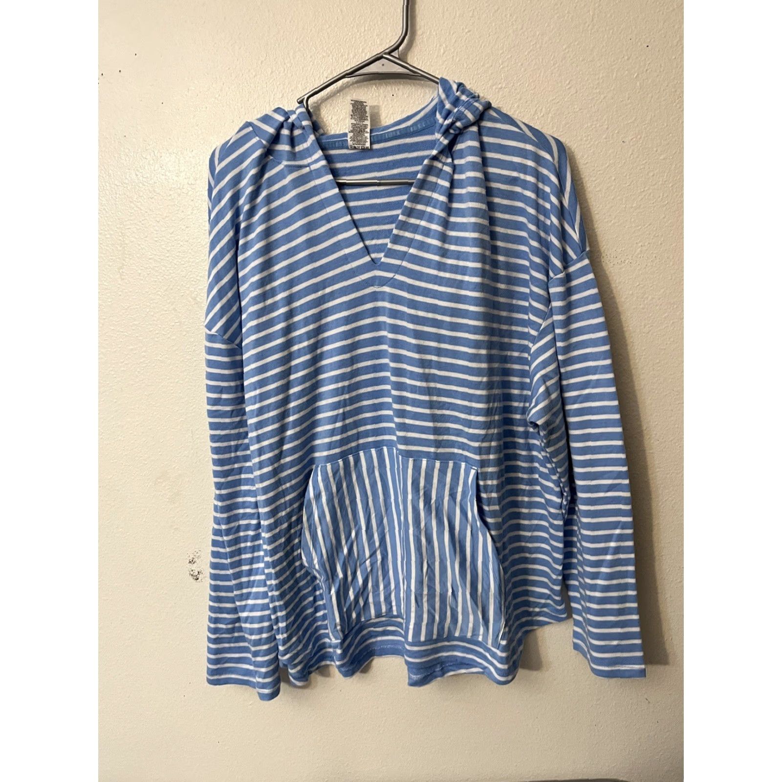 Vintage RBX V Neck Hooded Sweatshirt Women’s XXL Blue Striped Mid Pocket Logo Pullover Casual Sports Sweatshirt Womens 2XL Size XXL / US 16-18 / IT 52-54 - 2 Thumbnail