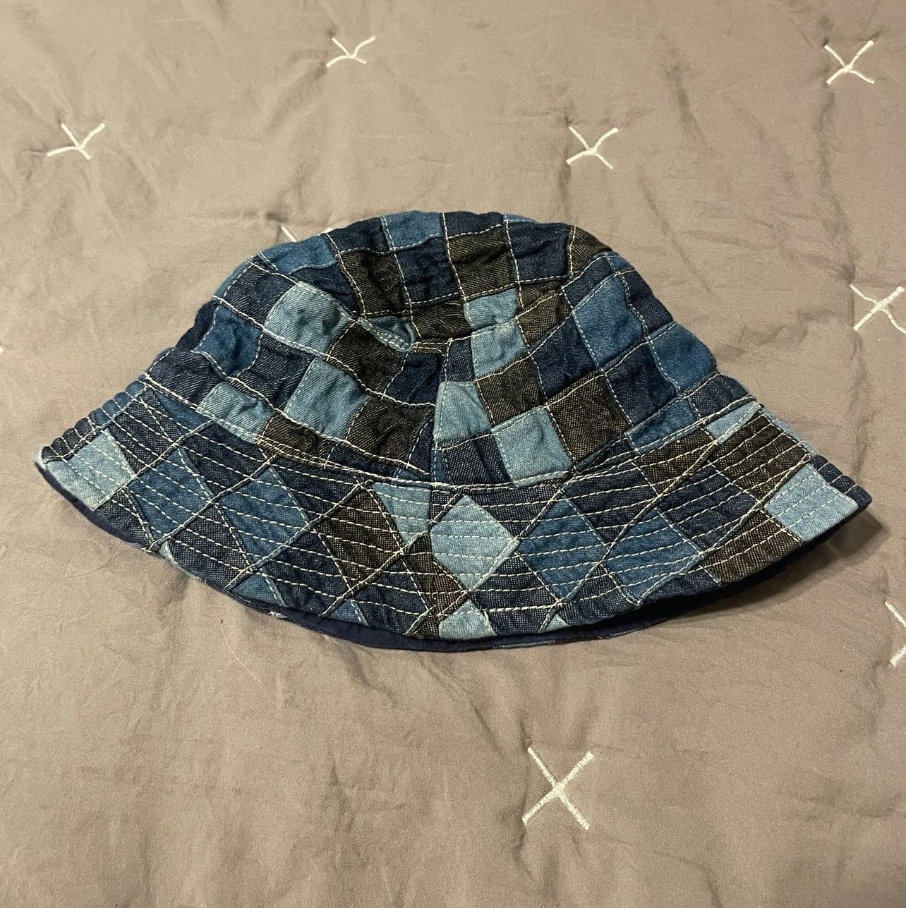 Vintage Vintage Denim Patchwork Hat Size ONE SIZE - 1 Thumbnail