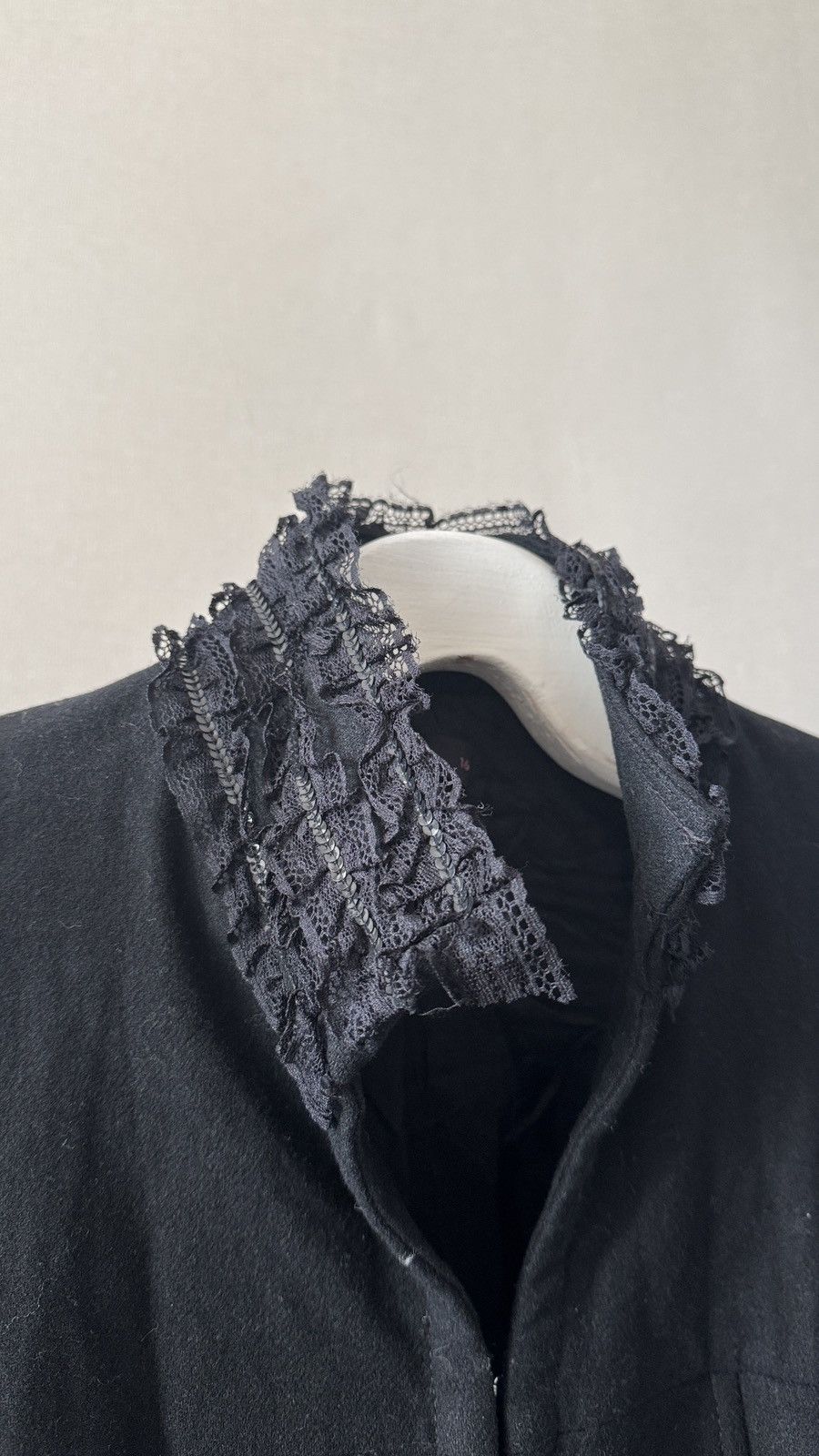 Hysteric Glamour Chanel Versace Balmain ysl Gothic Vibe Wool Ruffle Blazer Size 48S - 4 Thumbnail