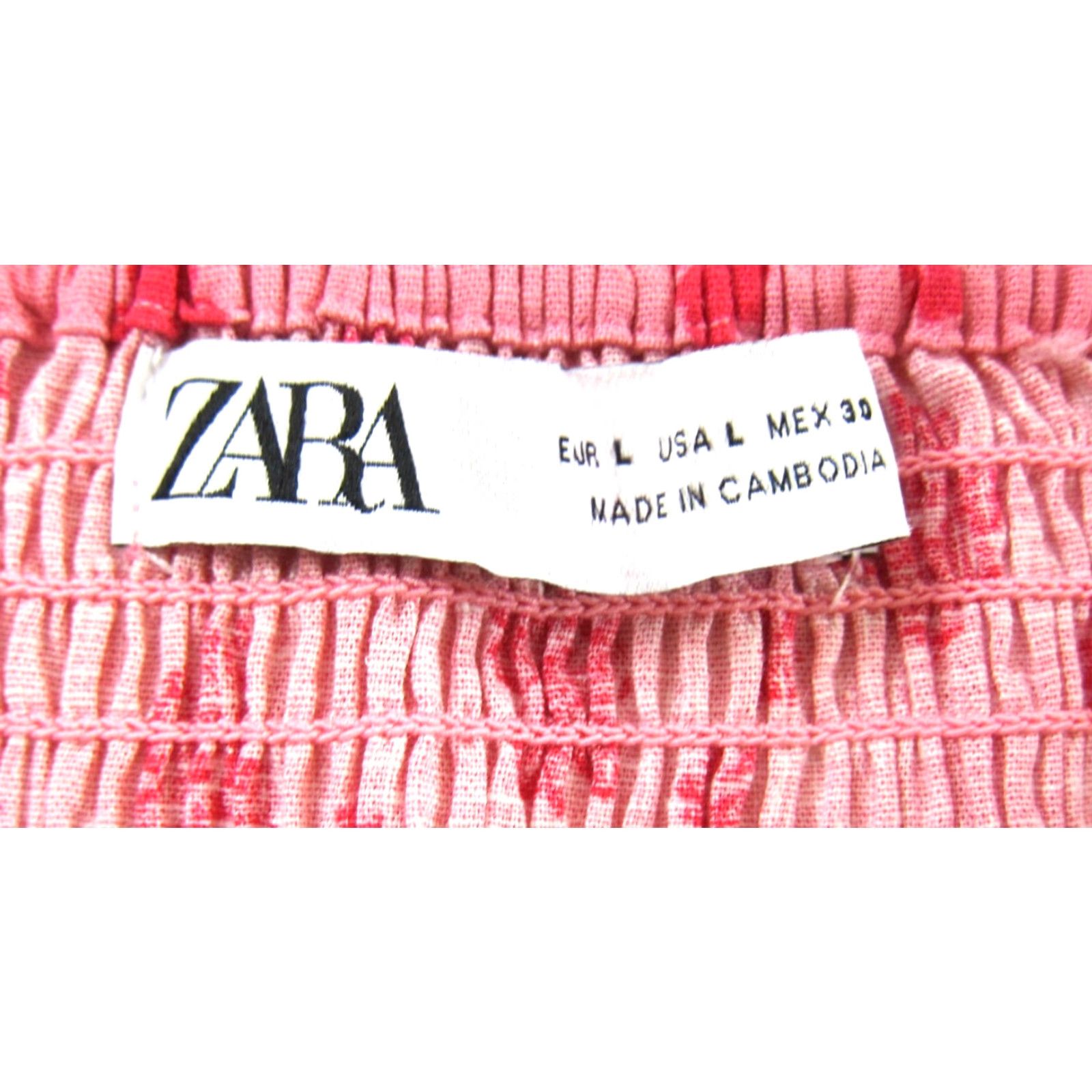 Zara ZARA Linen Rayon Pink Floral Ruffle V-Neck Short Tank Sun Dress Large Size 36" / US 14 / IT 50 - 3 Thumbnail