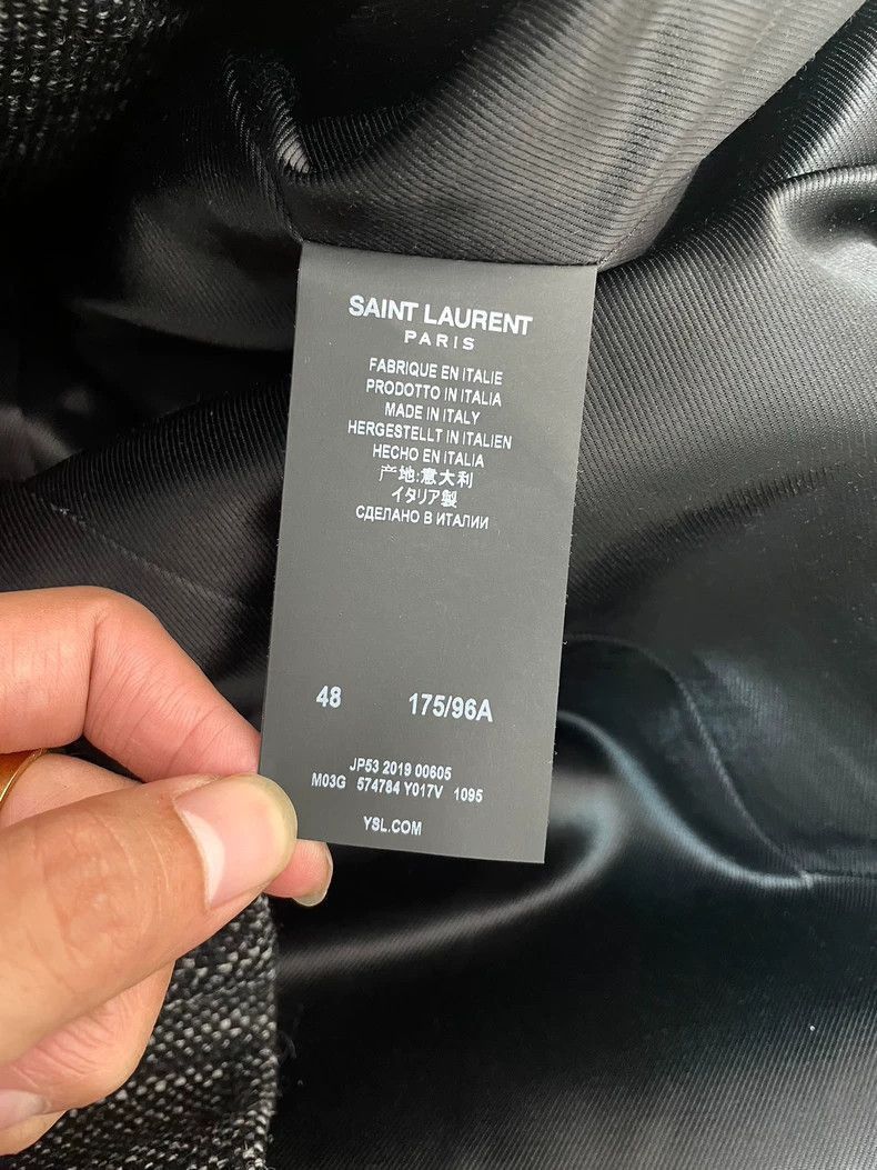 Saint Laurent Paris Saint Laurent Paris Silver plaid double breasted wool coat- Size US M / EU 48-50 / 2 - 4 Thumbnail