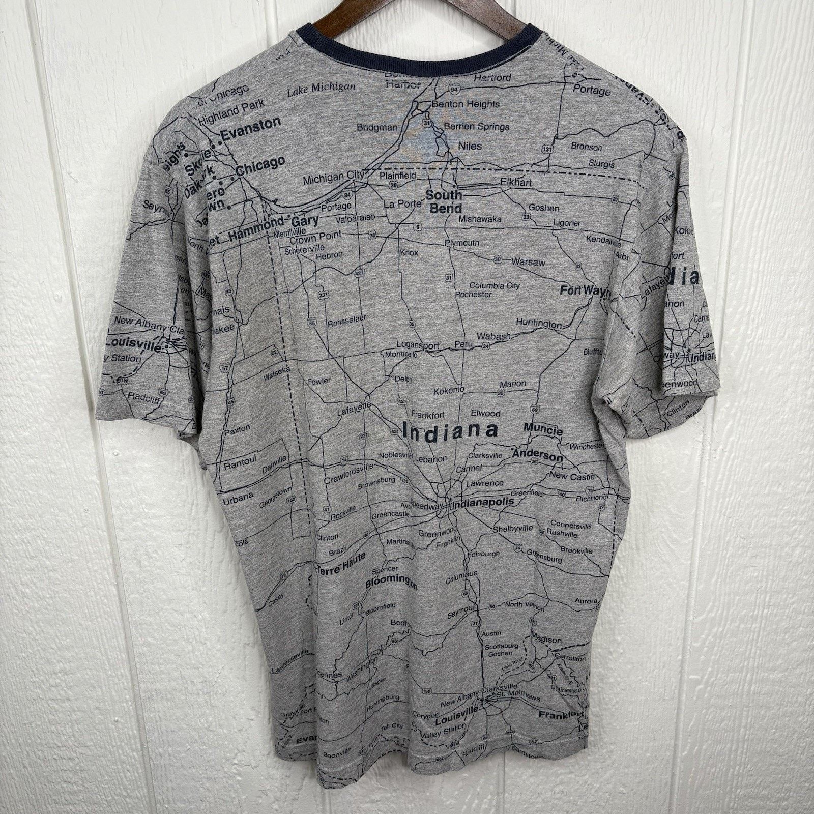 Other Vintage 90’s Grey Indiana State Road Map Tee Shirt Medium Size US M / EU 48-50 / 2 - 7 Thumbnail