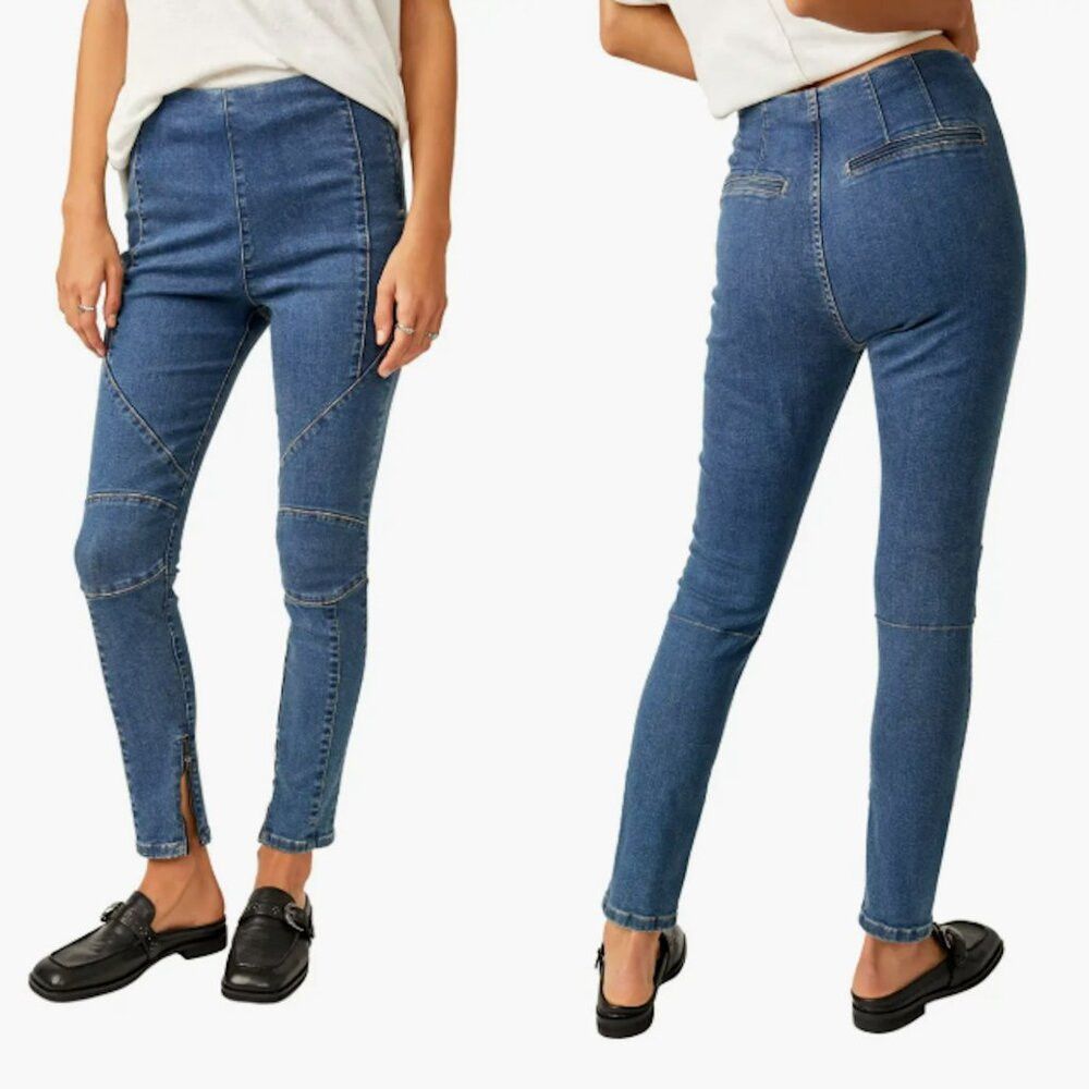 Free People NWT New $128 Free People We The Free Bella Moto Mid-Rise Sk Size 31" - 1 Thumbnail
