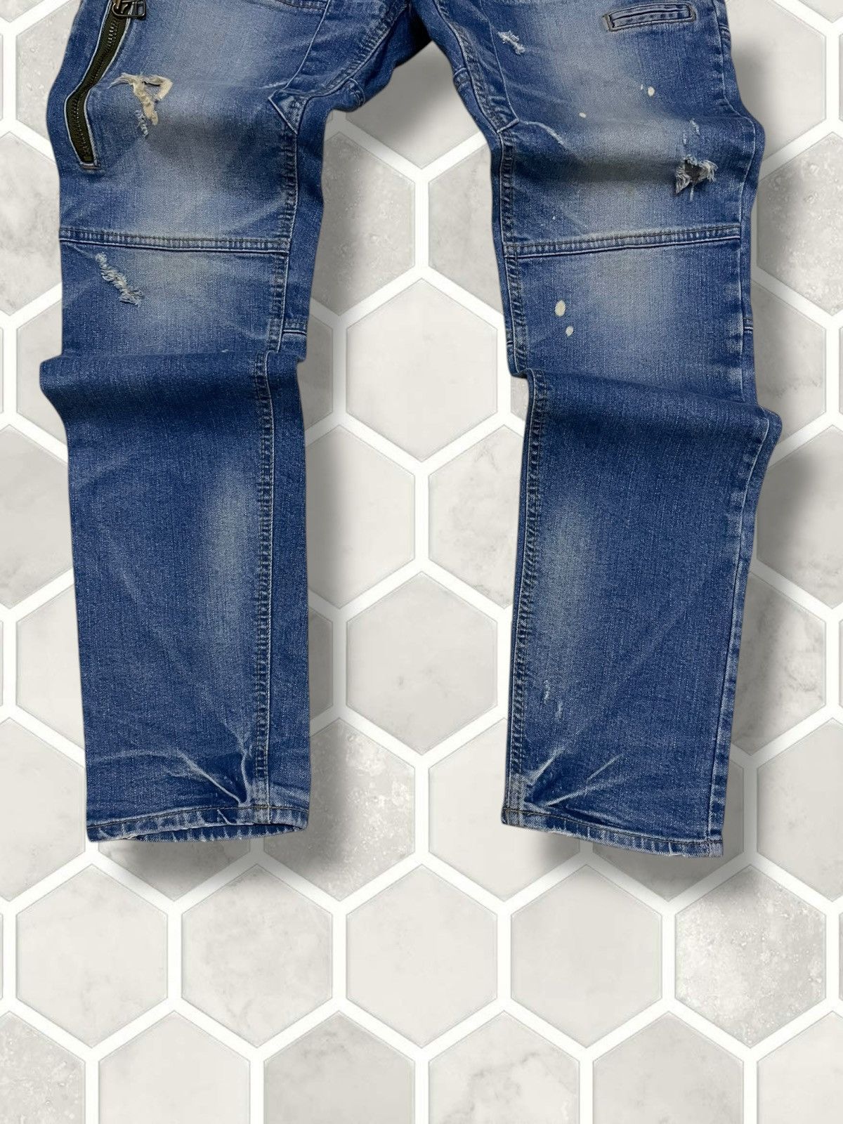 Blue Blue Japan Vintage Japan Designer DPSR Premium Splash Distressed Denim Size US 32 / EU 48 - 3 Thumbnail