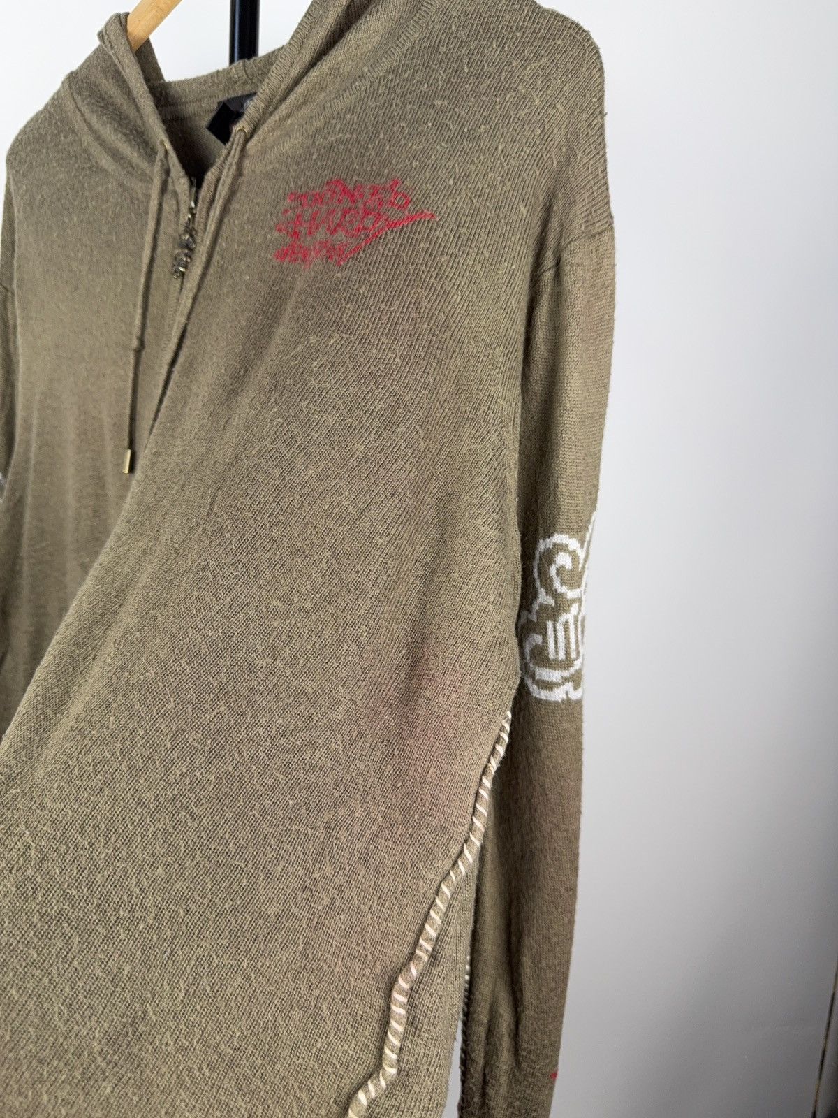 Ed Hardy × Japanese Brand × Vintage 90s Vintage Ed Hardy knitted Zip Hoodie veryrare item Size US XL / EU 56 / 4 - 2 Thumbnail