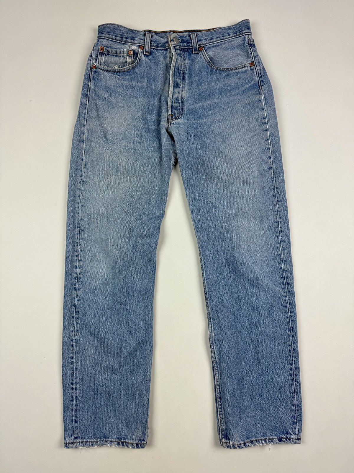 Levi's 90’s Distressed Levi’s 501 Washed Blue Jeans Pants Made USA Size US 32 / EU 48 - 3 Thumbnail