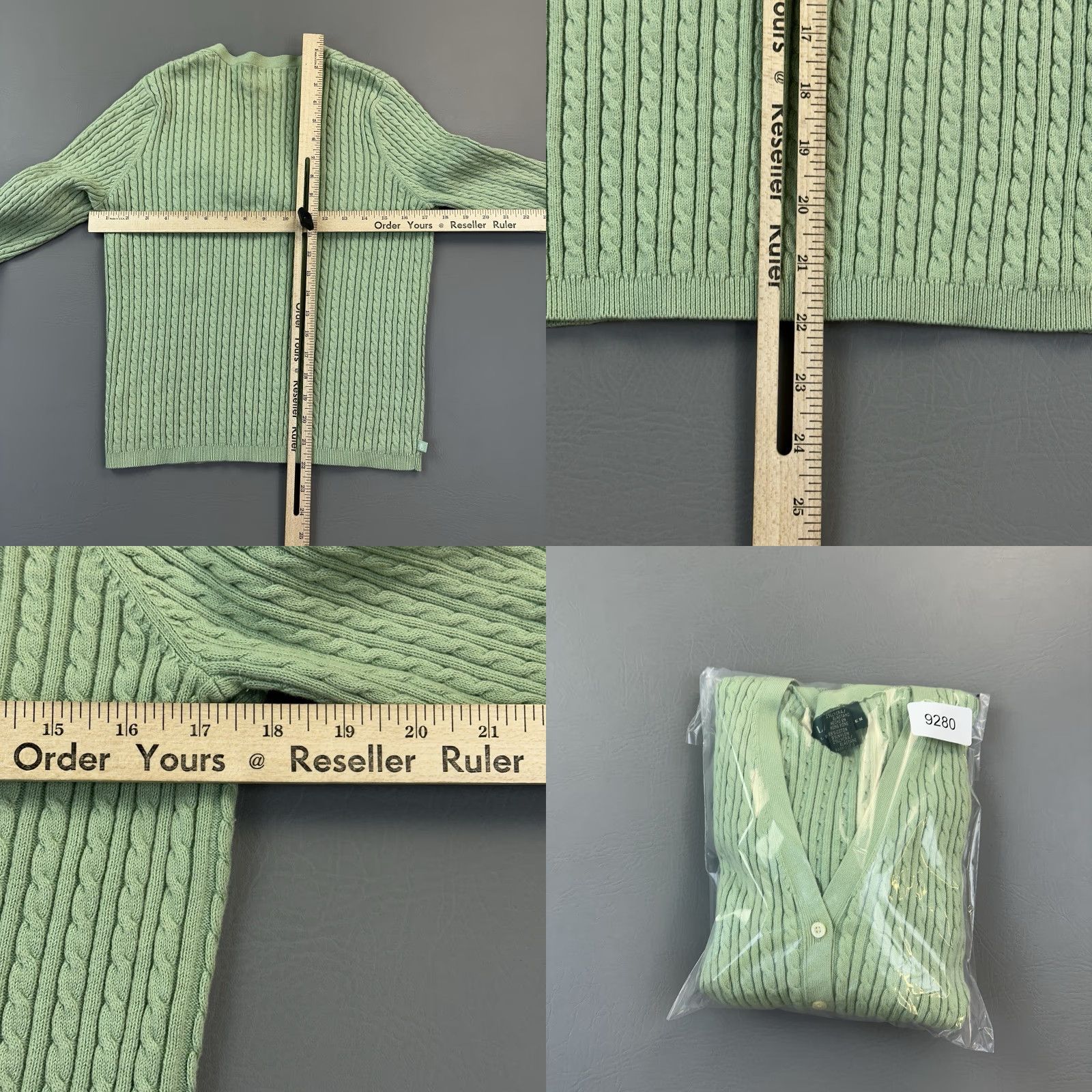 Polo Ralph Lauren VINTAGE Lauren Ralph Lauren Sweater Women's Small Green Cable Knit Cardigan Size L / US 10 / IT 46 - 9 Thumbnail