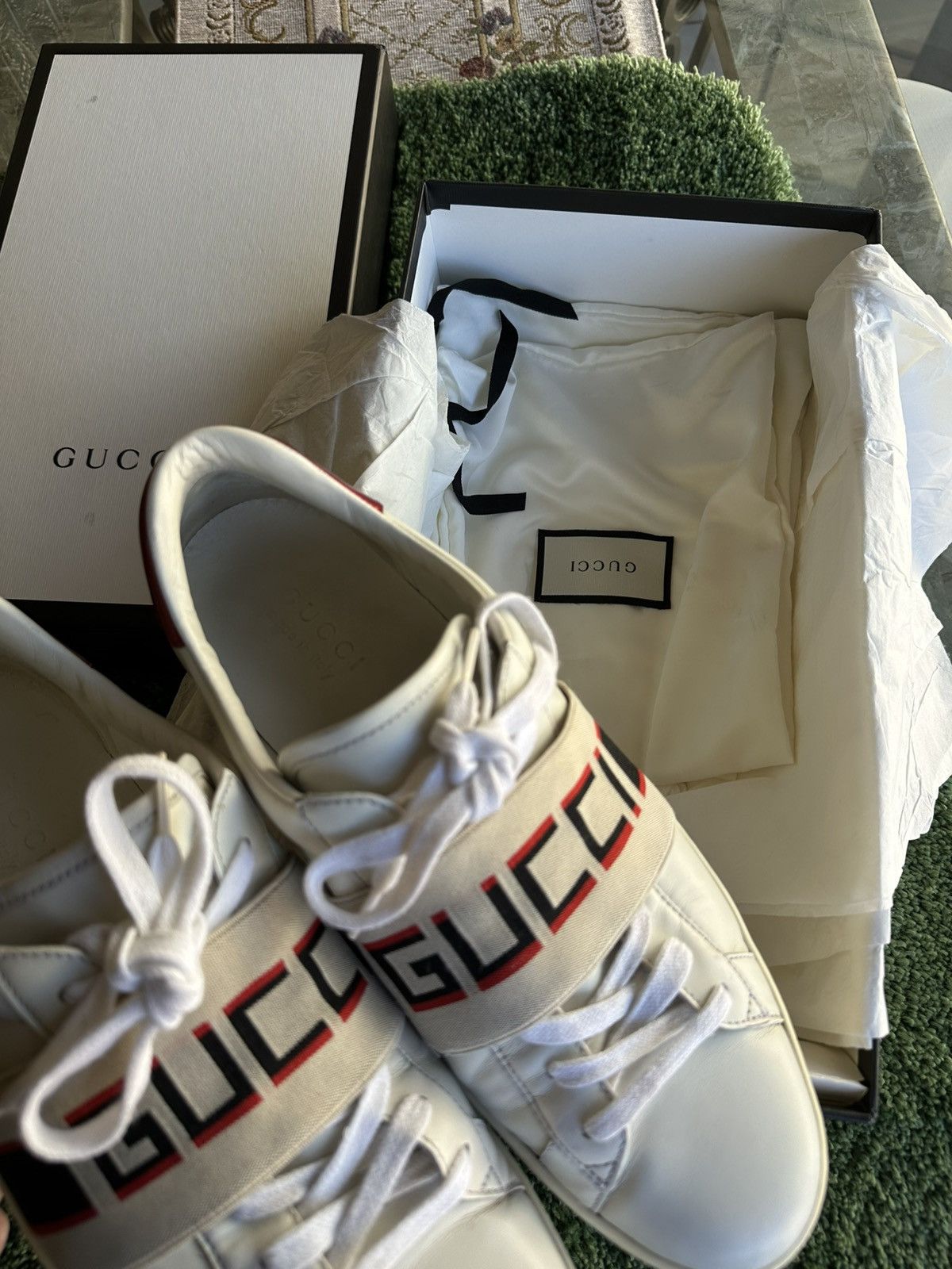 Gucci Gucci Ace Stripe Ivory “White Red Black” US size 11 Size US 11 / EU 44 - 11 Thumbnail