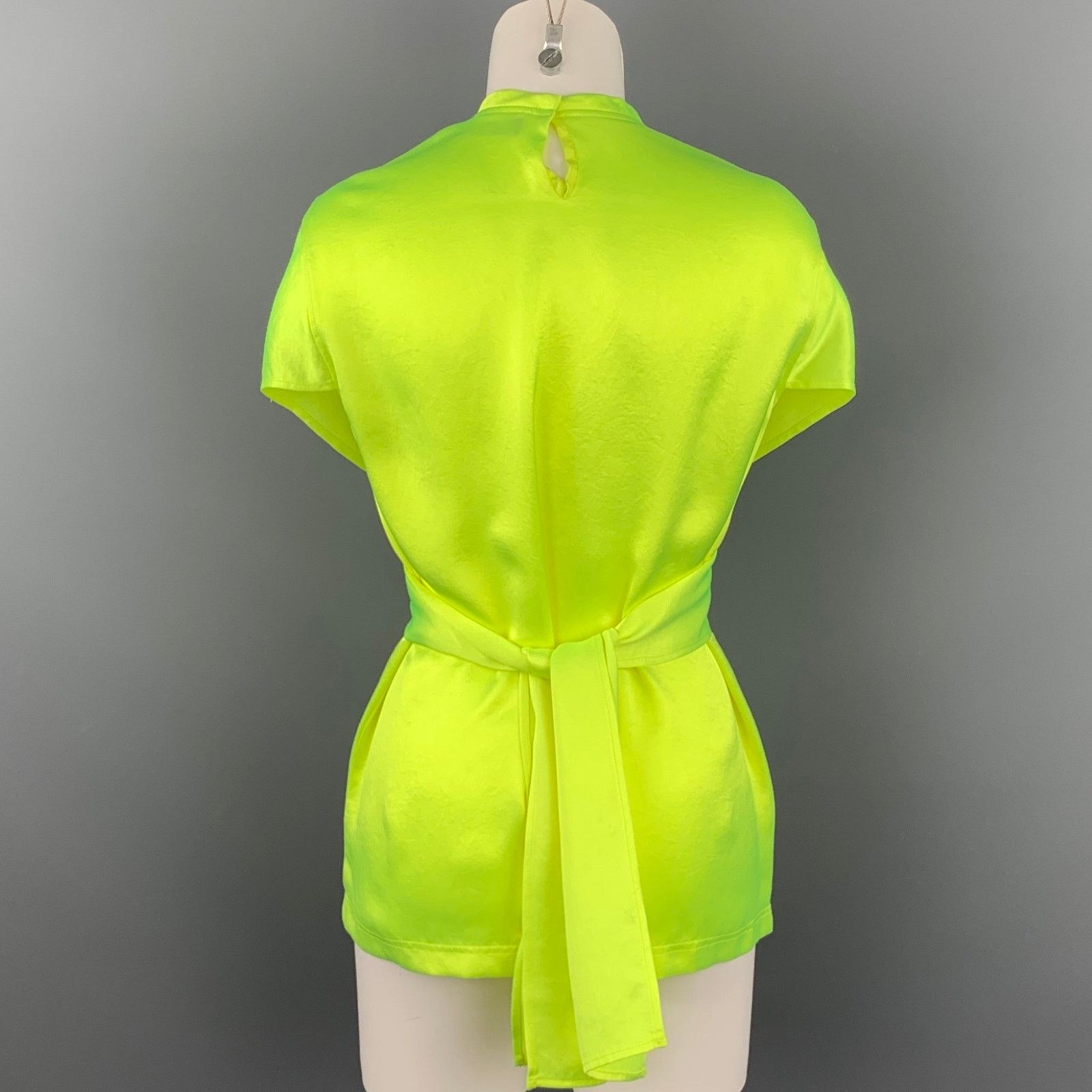Sies Marjan 4 Neon Yellow Satin Triacetate Wrap Around Nikki Top Size S / US 4 / IT 40 - 3 Thumbnail