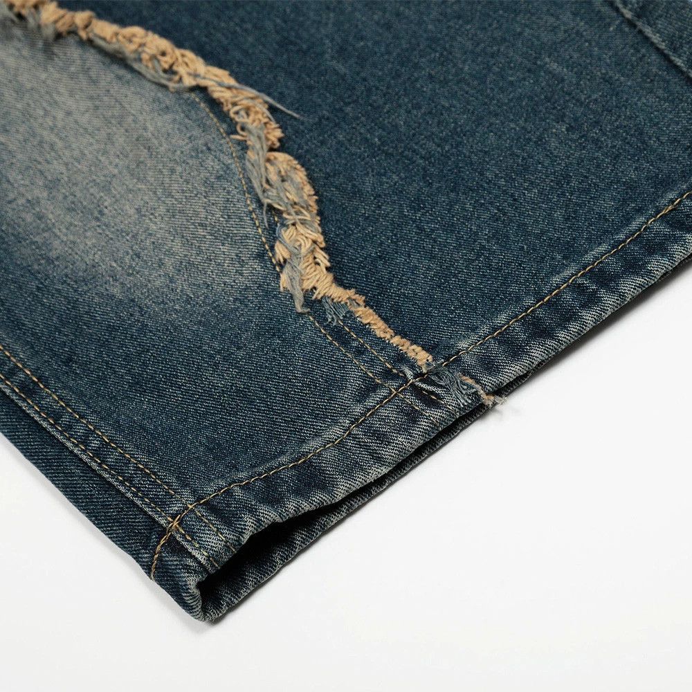 Vintage Men's embroidered patchwork raw edge loose scimitar jeans Size US 32 / EU 48 - 6 Thumbnail