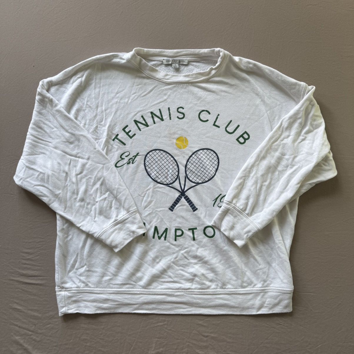 Vintage Green Envelope Hamptons Tennis Club Graphic Sweatshirt Size S / US 4 / IT 40 - 1 Thumbnail