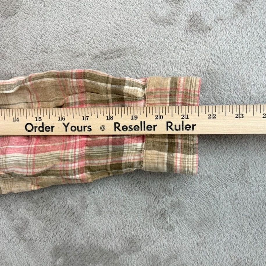 Ralph Lauren Lauren Ralph Lauren Shirt Women Small 100% Linen Beige Pink Brown Plaid Casual Workwear Lightweight Breathable Button-Up Long Sleeve Size S / US 4 / IT 40 - 6 Thumbnail