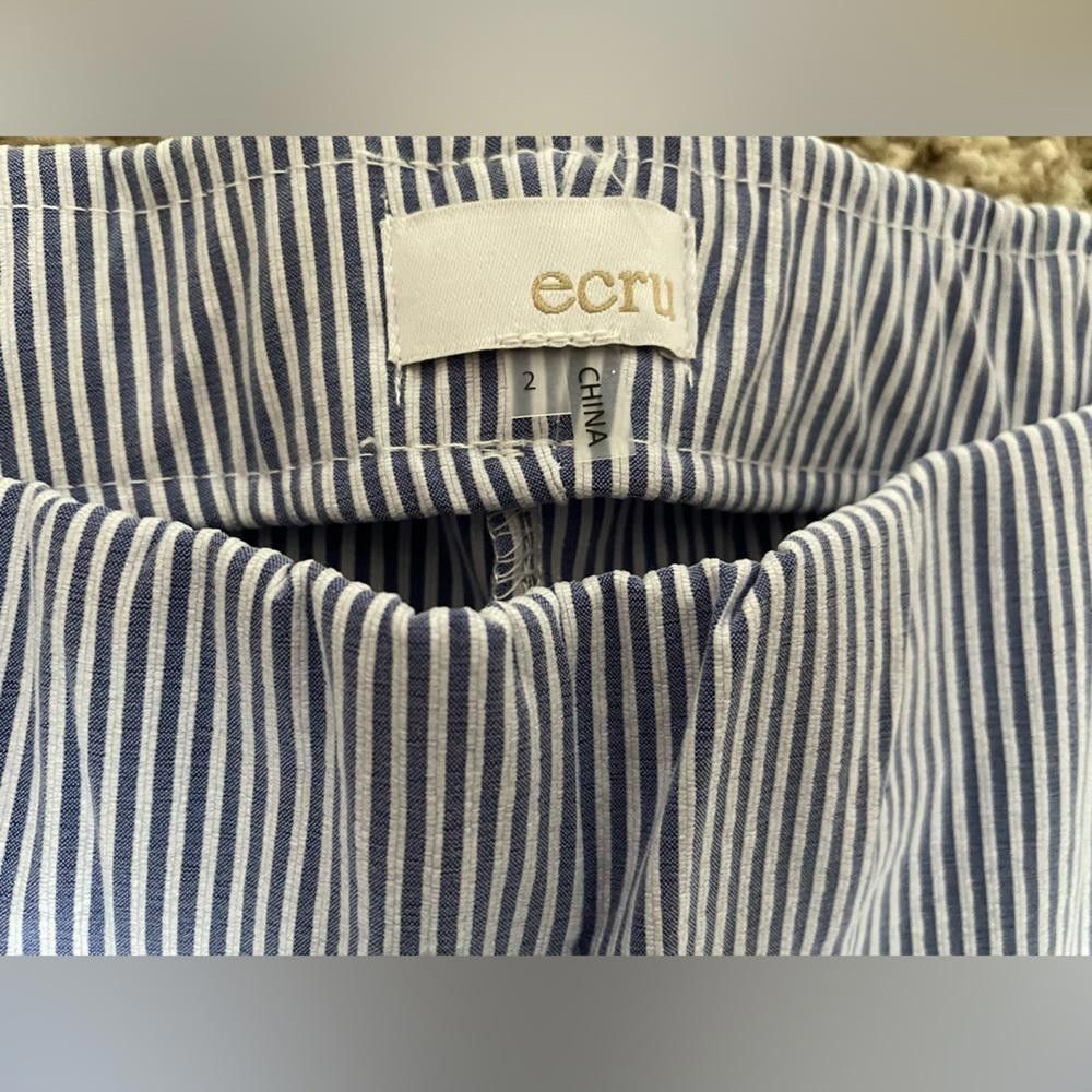 Designer NWT Ecru Straight Leg Pin Stripe Pants Size 26" / US 2 / IT 38 - 2 Thumbnail