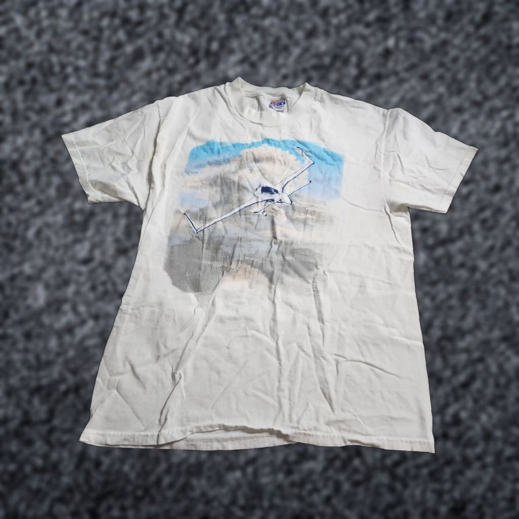 Hanes VINTAGE Hanes 90s Military Bomber Airplane T-Shirt Adult Large White Graphic Print Crew Neck Mens Size US L / EU 52-54 / 3 - 1 Thumbnail