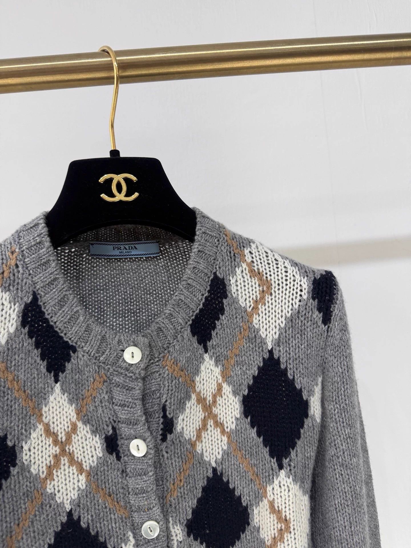 Prada Prada 26SS Argyle Cashmere Cardigan 36 Size XS / US 0-2 / IT 36-38 - 2 Thumbnail