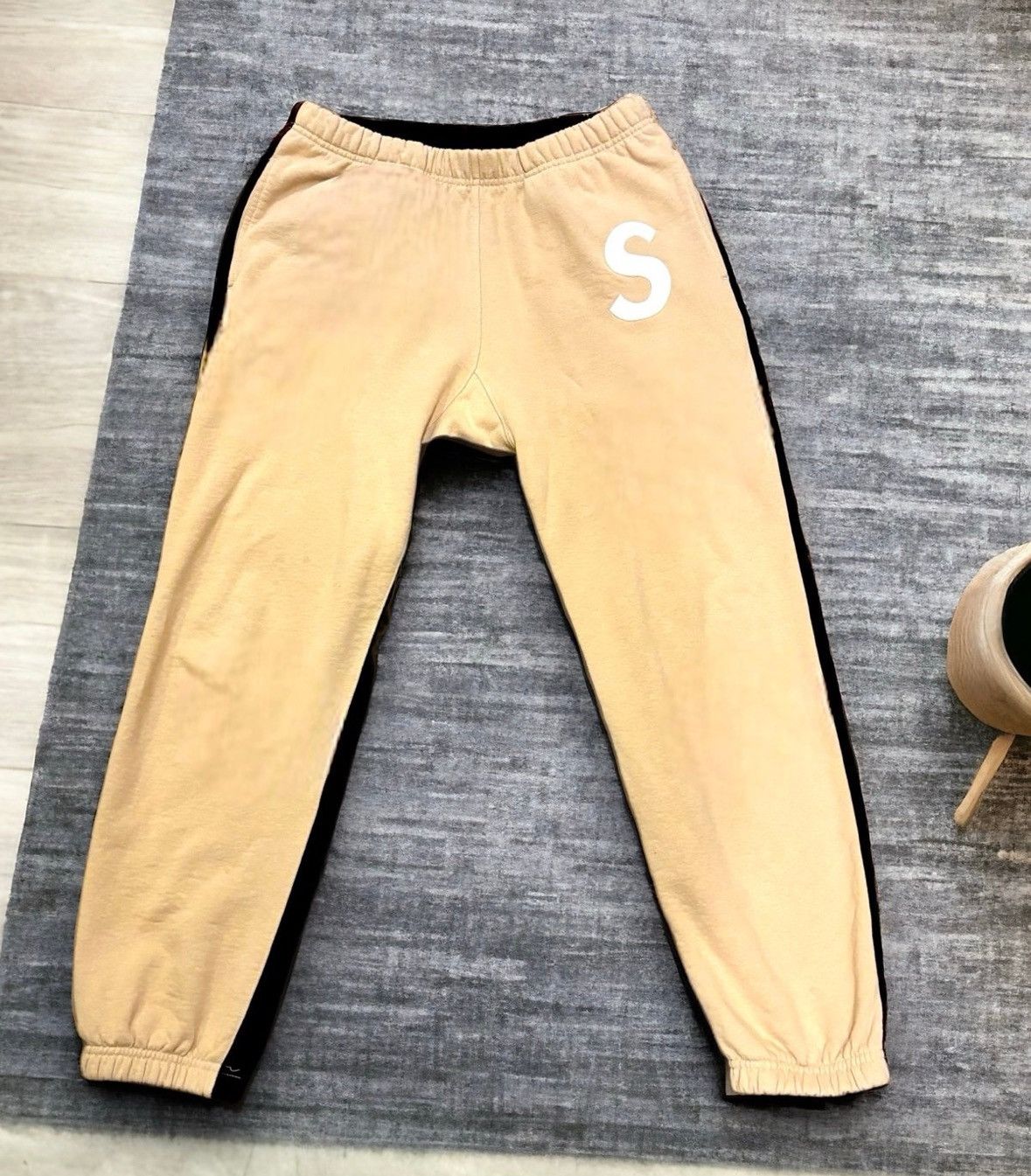 Image of Supreme S Logo Split Sweatpants Tan Fw21 ︎made In ︎, Men's (Size 33)